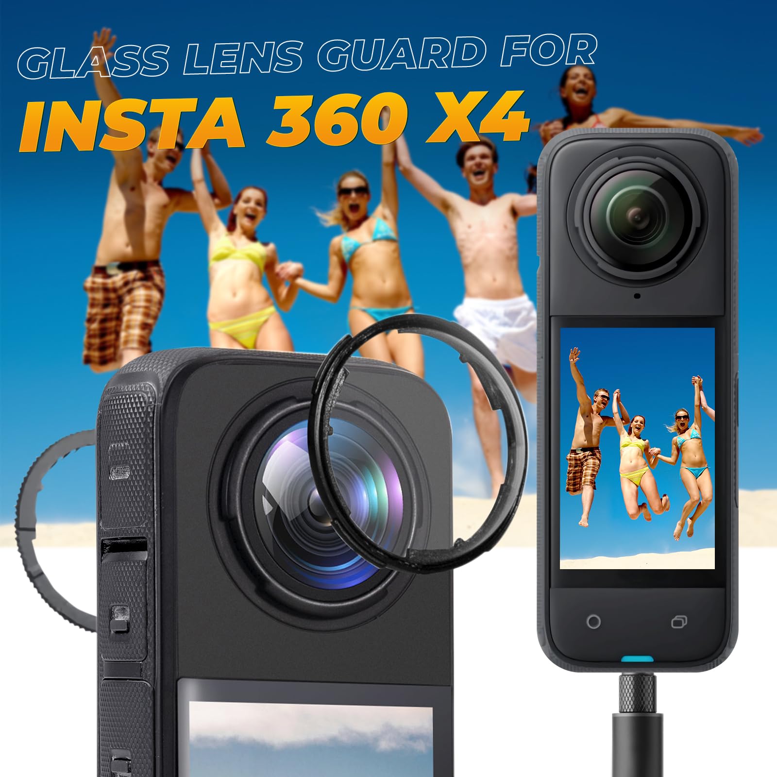 Semaiki Protezione obiettivo con pellicola protettiva per display per Insta 360 X4 9H antigraffio pellicola protettiva in vetro temperato per Insta 360 X4 accessori