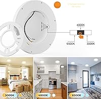 Vista 3 de Lámparas de techo de montaje empotrado, 3000K-4000K-6500K y 100W equivalentes a luces LED planas para techo de habitación, luces de techo redondas