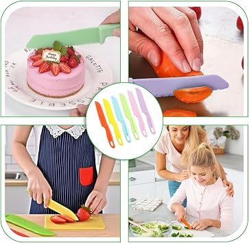 Plastic Knives Set for Childrens Chopping, Kids Safe Knives for Vegetable | Quality Plastic,No BPA Material,Safety Blunt-Tip Design for Teaching Kids to Cook and for Parent-child Bonding