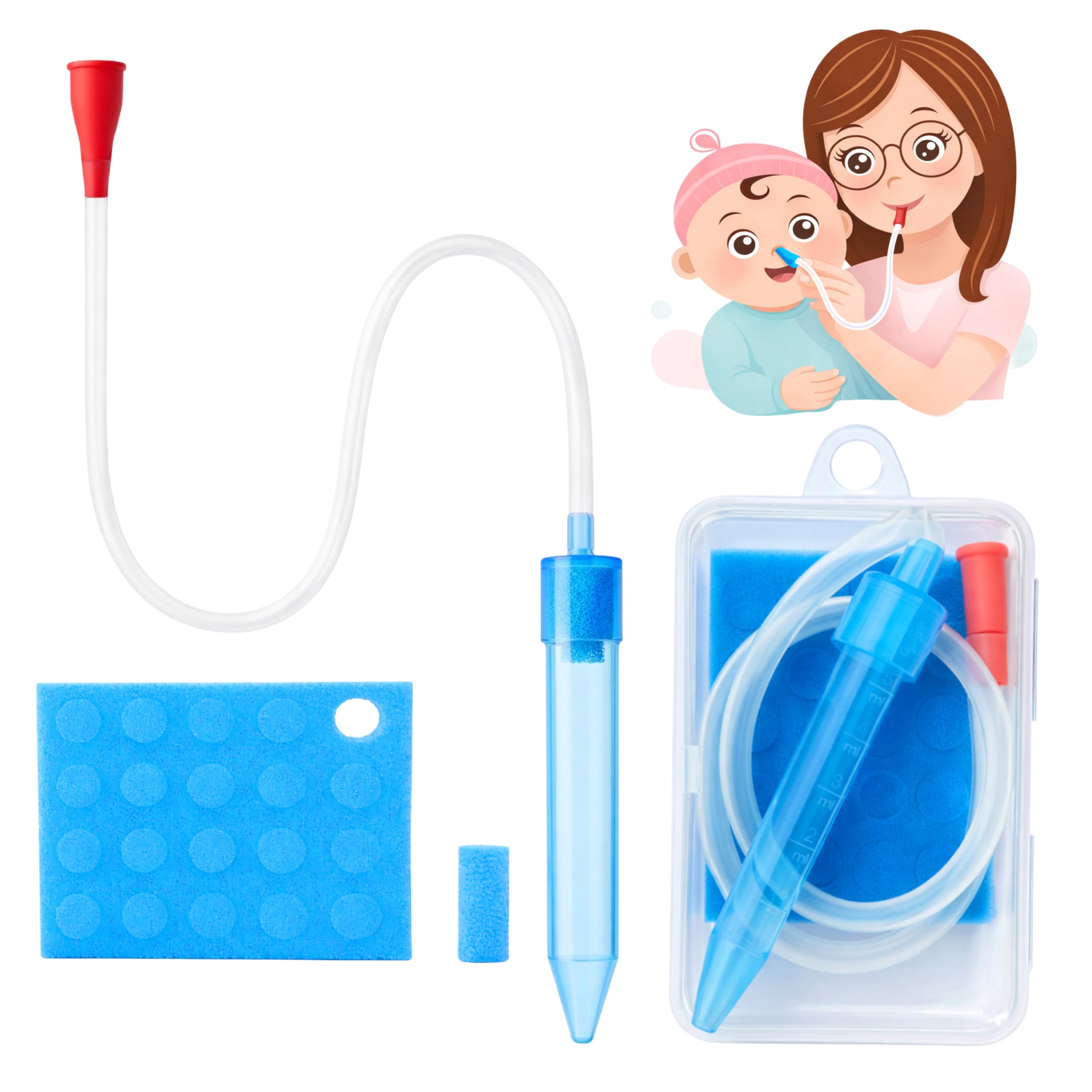 JimXen Baby Nose Cleaner 0-5 Babies Nasal Aspirator 100% Safe with 20 Clear Additional Filters Reusable Easy to Use