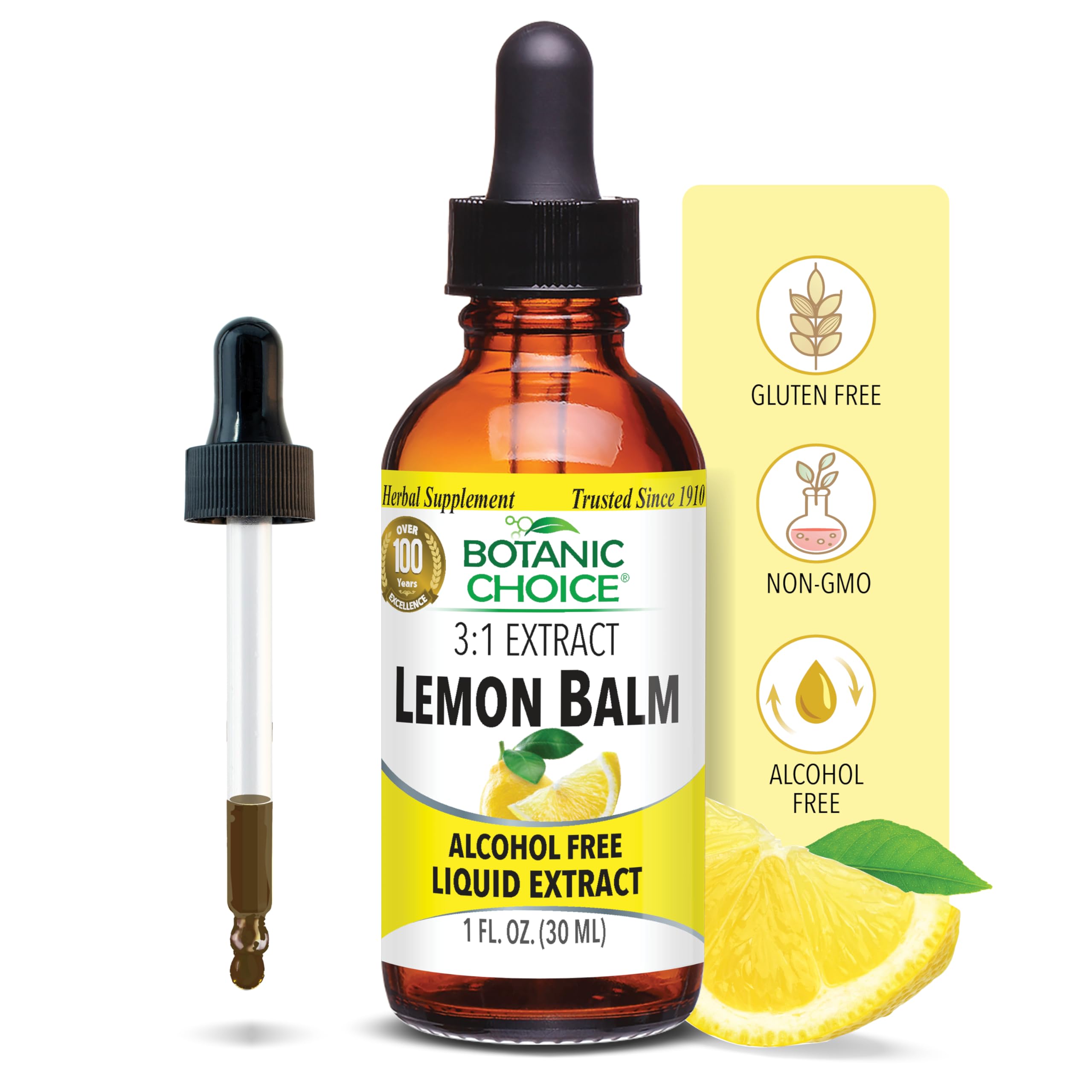 Botanic Choice Lemon Balm Liquid Extract Alcohol Free 1 fl oz