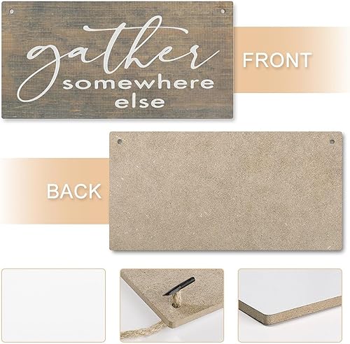 Miniatura 4 de Placa de madera con texto en inglés "Gather Somewhere Else", decoración de estante de cocina, letreros de madera, placa colgante rústica, decoración