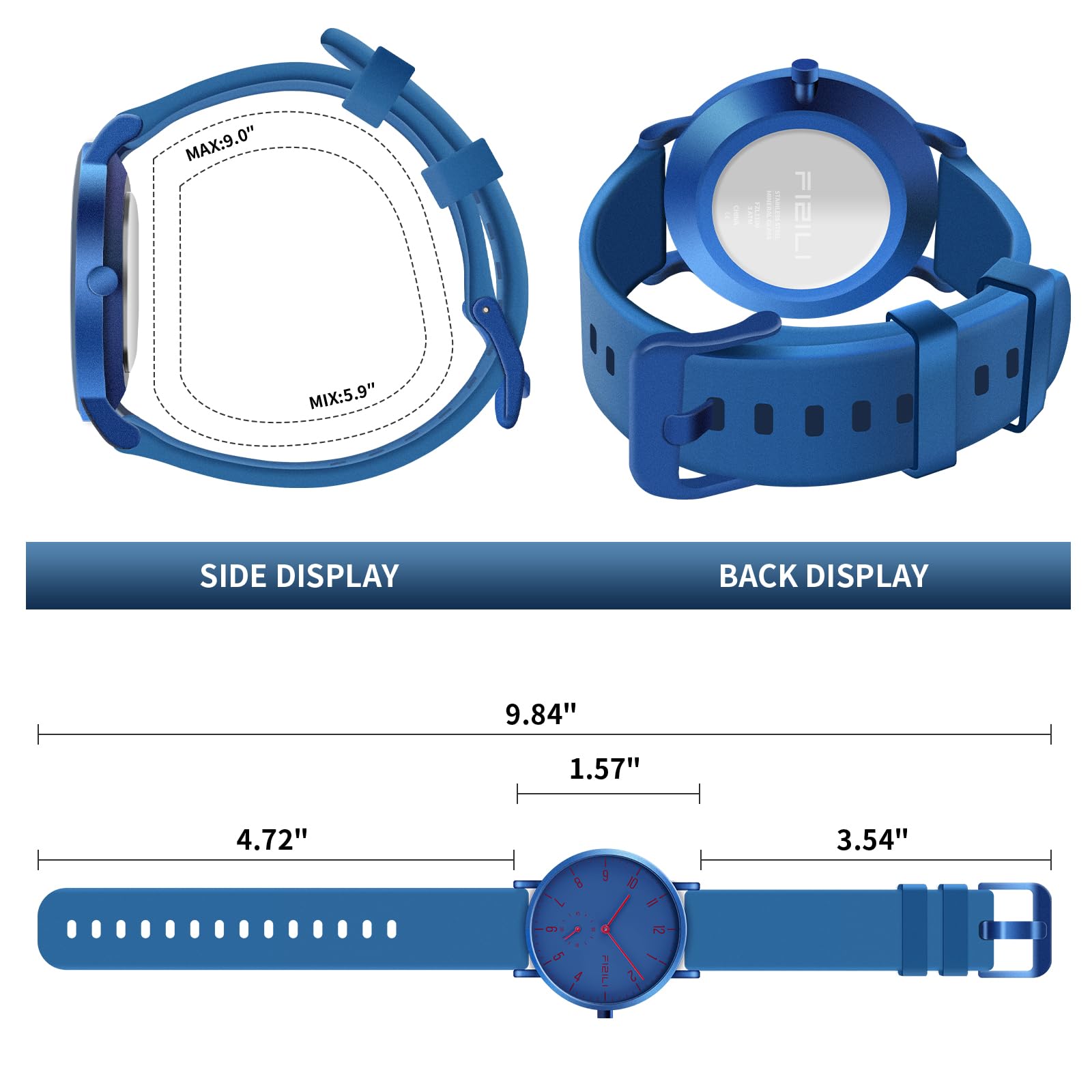 Orologio da polso da uomo, ultra sottile, minimalista, impermeabile, alla moda, per uomo o donna, con cinturino in silicone, 1100, blu e rosso