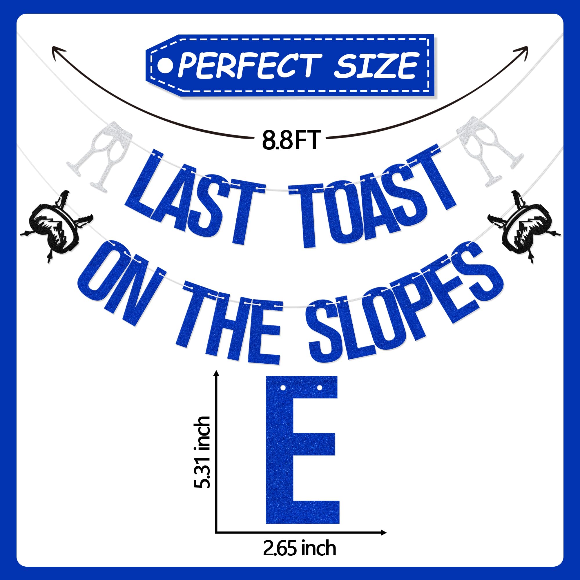 Aumccxz Last Toast on the Slopes Banner Apres Ski Bride Brial Shower Bachelorette Party Decorations Snow in Love Bridal Shower Decorations Blue Silver & Black - Image 3