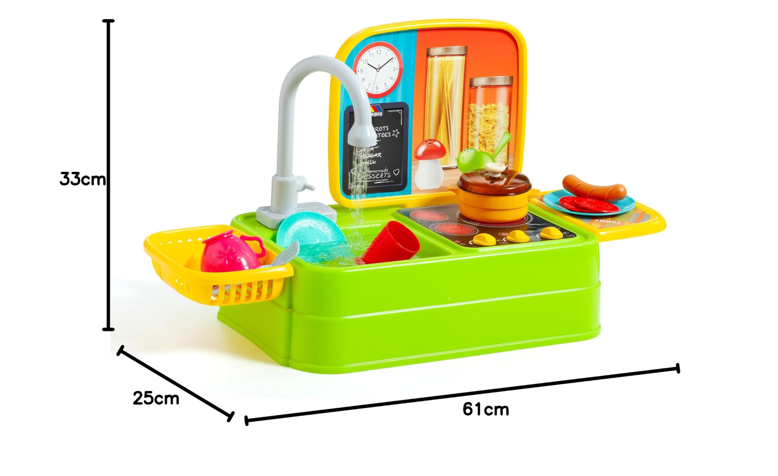 MOLTO - Cocina de Sobremesa con Fregadero y Grifo Real para Niños, Juego Educativo y Creativo, Juguete Interactivo con Accesorios, Ideal para el Desarrollo de Habilidades Motoras y Sociales.