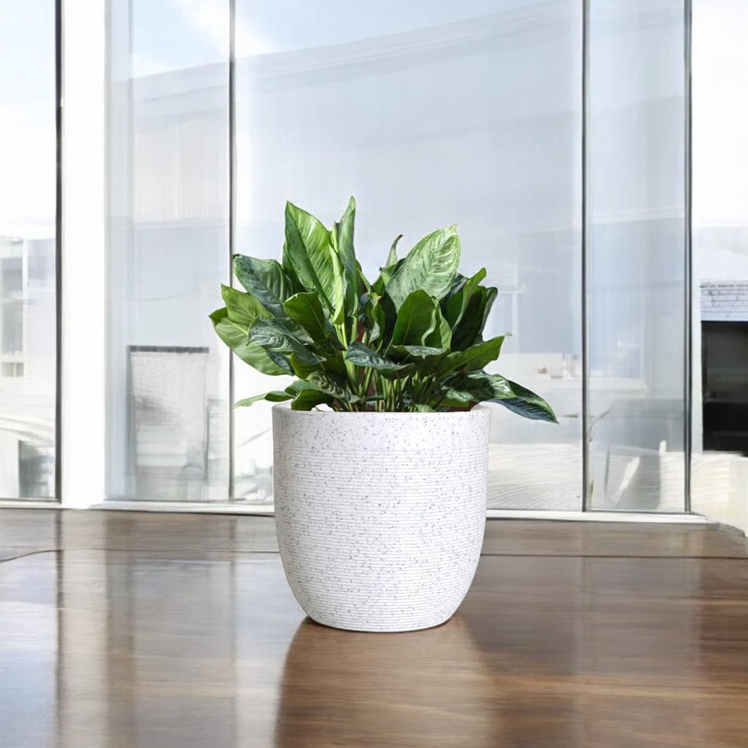 18-Inch Milano Large Planter Pot | UV Resistant, Lightweight Polymer Pot for Indoor & Outdoor Plants | Stylish Decorative Pot for Balcony, Garden, Terrace & Home Decor - White