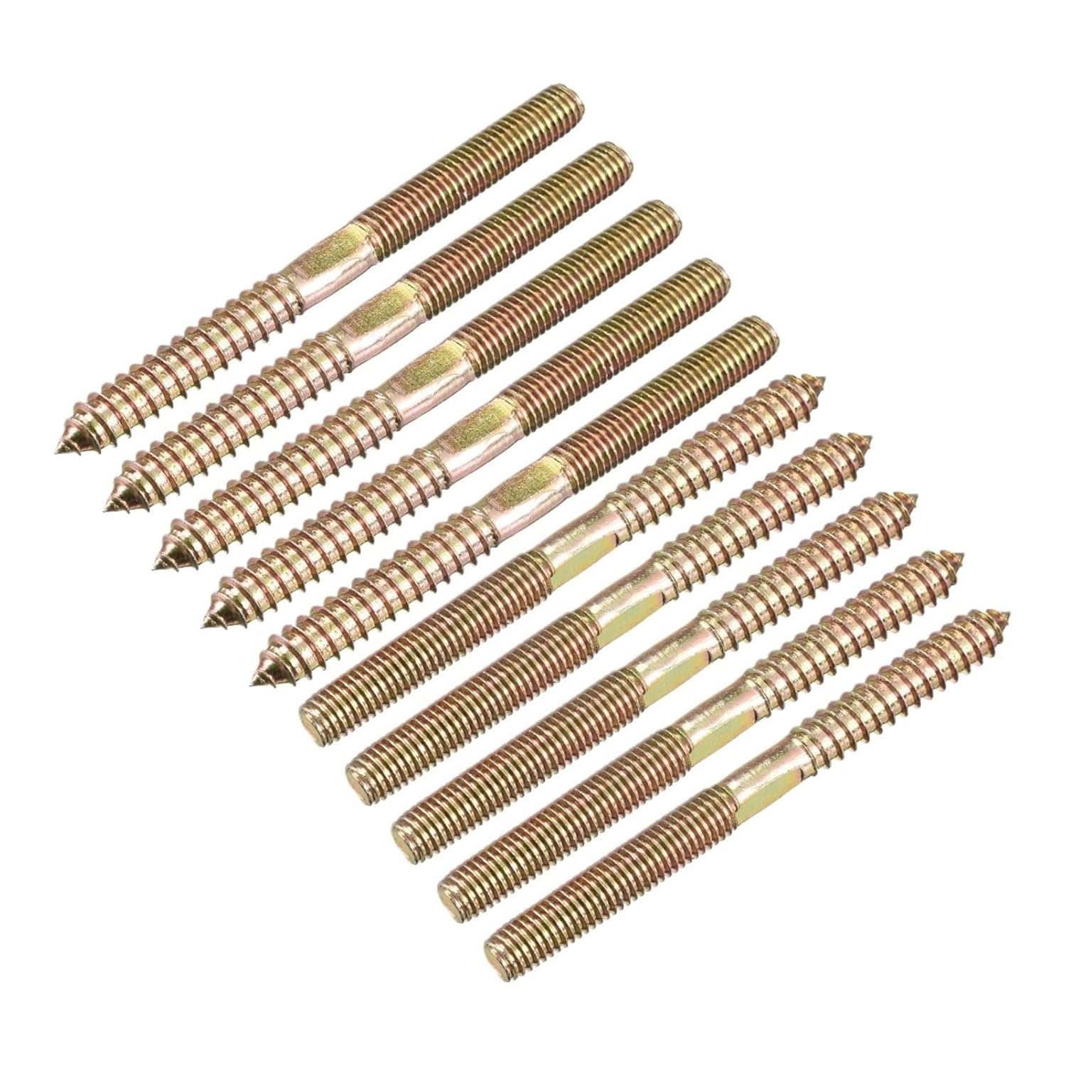 12-120pcs M4 M5 M6 M8 M10 Double Ended Thread Dowel Screws Hanger Bolts for Wood Furniture Connecting 16mm-120mm Length(M10x120mm 24pcs)