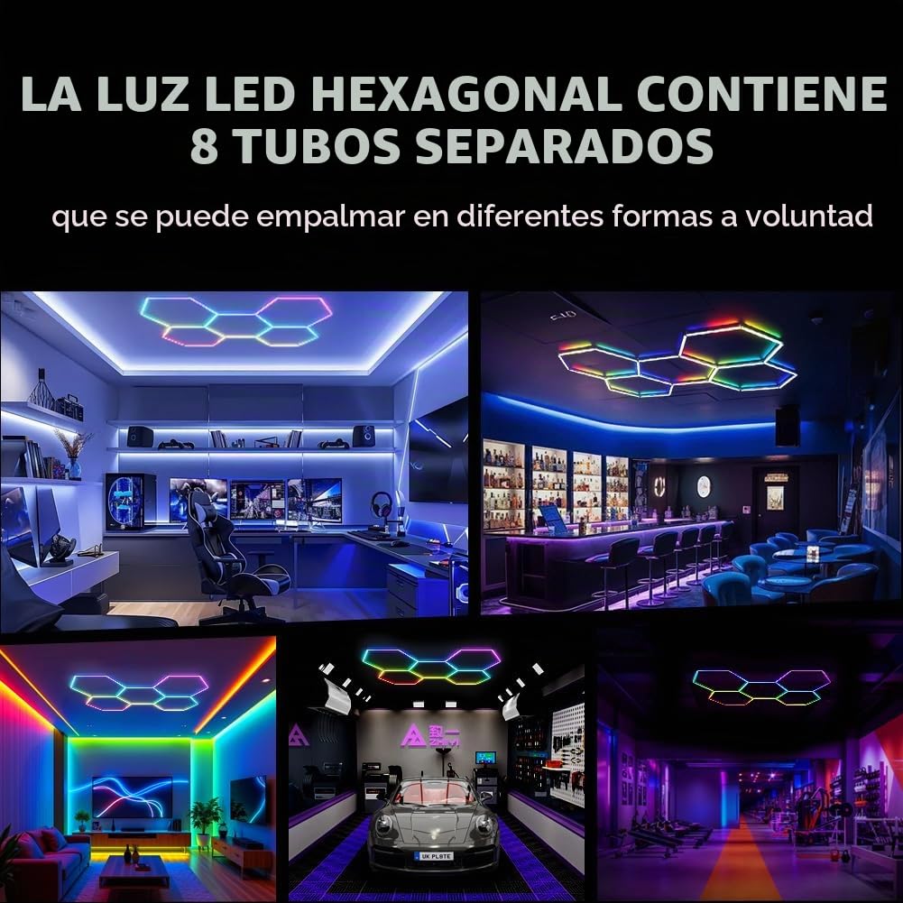 Hexagonal LED Luces RGB para Garaje 216W Sincronización de Música Hexagonales Gamer Habitacion Iluminación LED RGB Hexagonal Decoracion Lampara Smart App