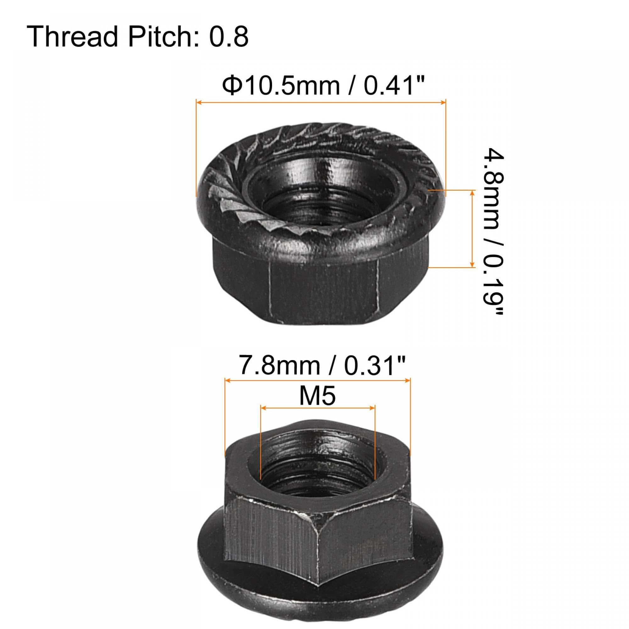 TOP-VIGOR M5 Serrated Flange Hex Lock Nuts, Carbon Steel Black Oxide Finish, Self-Locking Threaded Nuts - Image 2