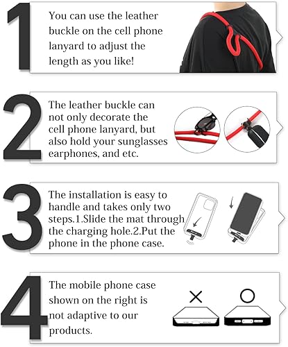 Miniatura 6 de project-cb 1 cordón para teléfono celular, 2 parches para teléfono, correa para teléfono, cordón universal para teléfono, cruzado, cordón para el