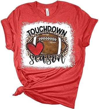 قمصان كرة القدم للنساء Touchdown الموسم تي شيرت لطيف ليوبارد بليتش طباعة خريف الجرافيك