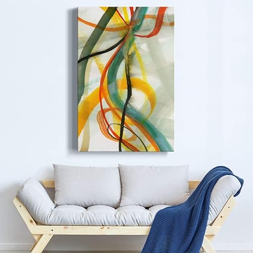 Miniatura 4 de Renditions Gallery Pinturas e impresiones abstractas de arte de pared para el hogar, color amarillo, verde, colorido, ventana, drama, lienzo para