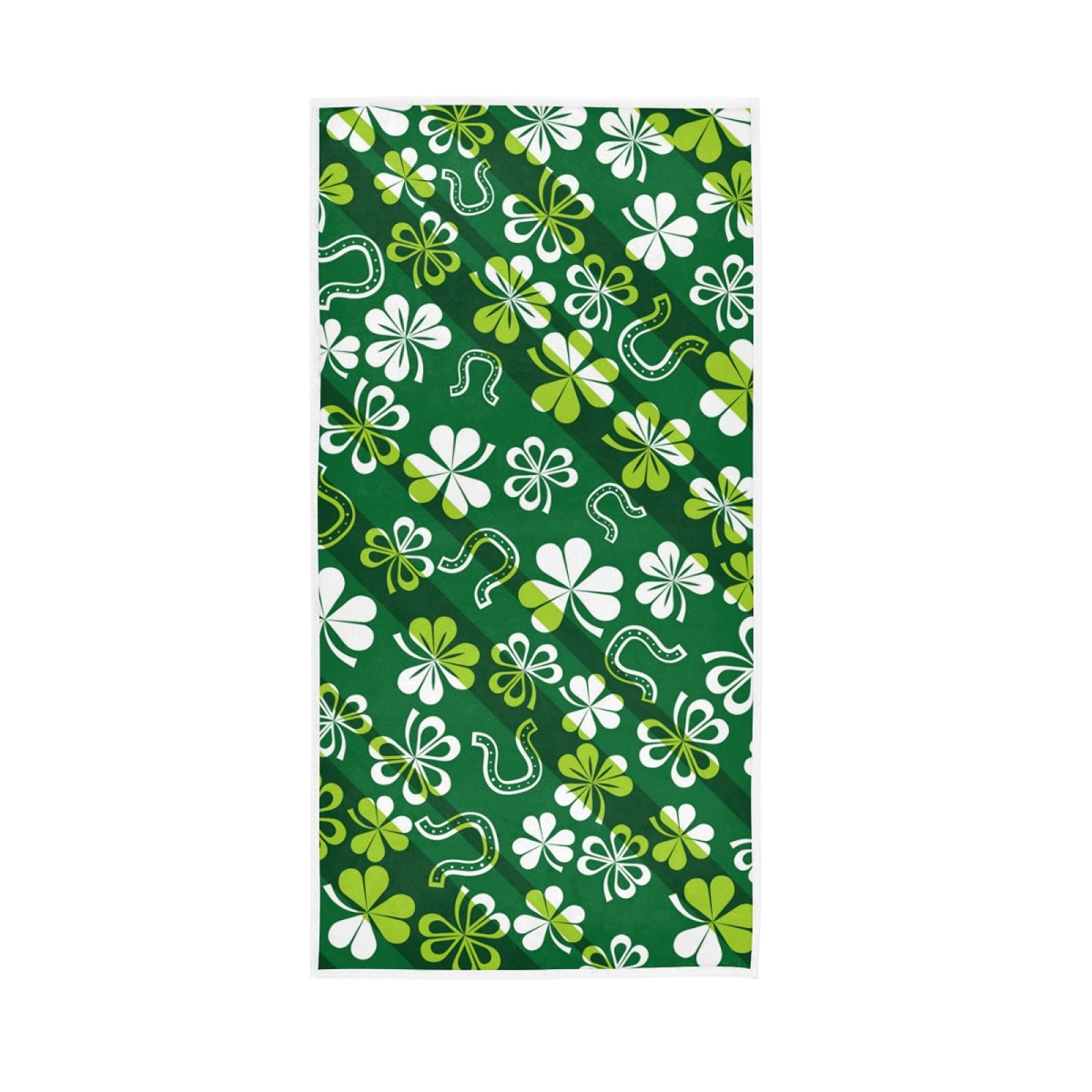 LSRCPD St. Patrick's Day Green Shamrock Lucky Four Leaf Soft Hand Bath Towel 30" x 15" Thin Fast Drying Absorbent Soft Towels for Kitchen Gym Spa Hotel Beach