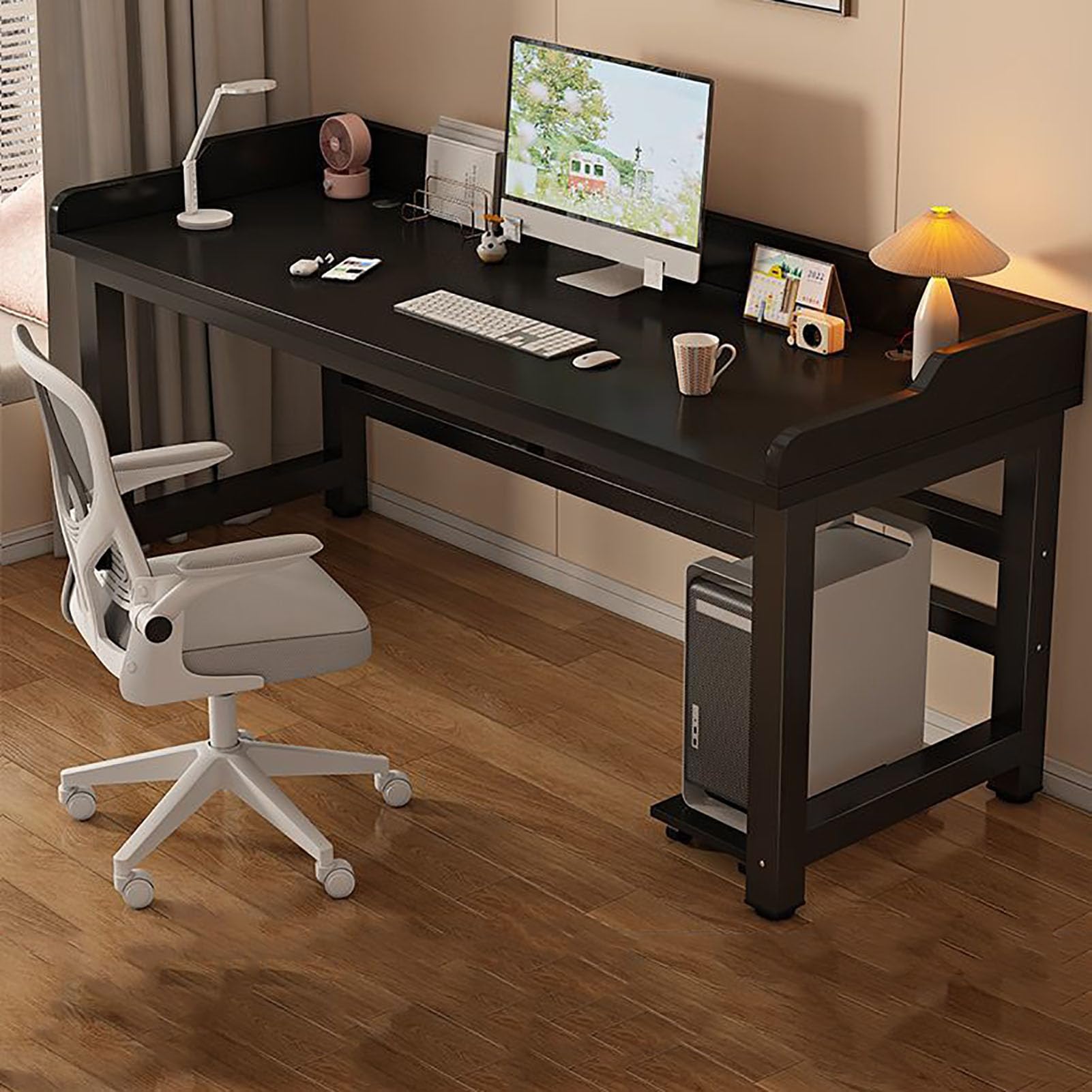 Scrivania rustica moderna in legno, elegante postazione di lavoro per casa e ufficio, tavolo da scrittura e gioco per dirigenti, 140 x 70 x 75 cm (55 x 28 x 30 pollici)