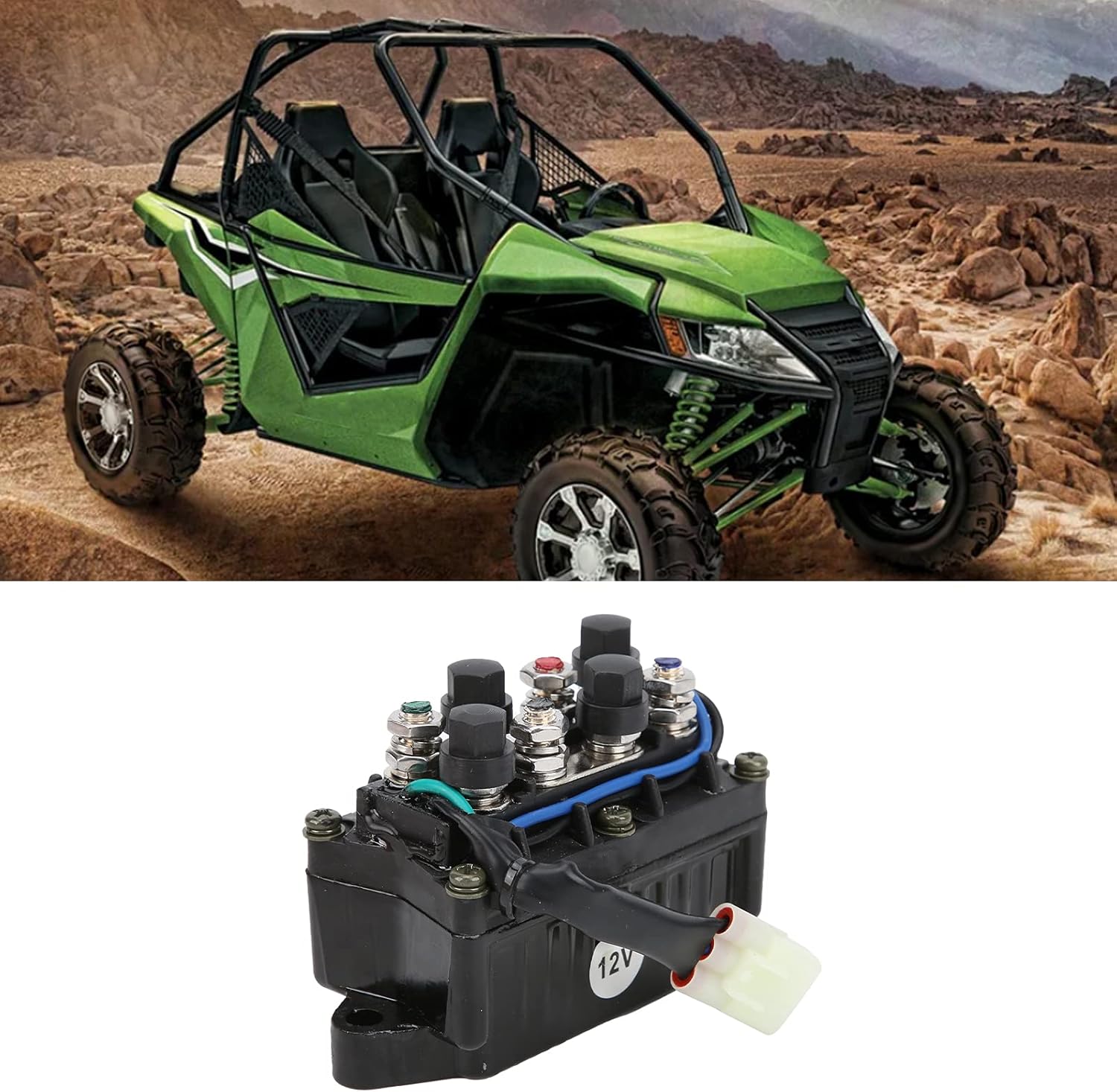 Winch Solenoid Switch, Replacement for Arctic Cat Snowmobile Winch Kit, ABS Metal, Easy Installation, OE Part Numbers 0409‑066/0436‑700