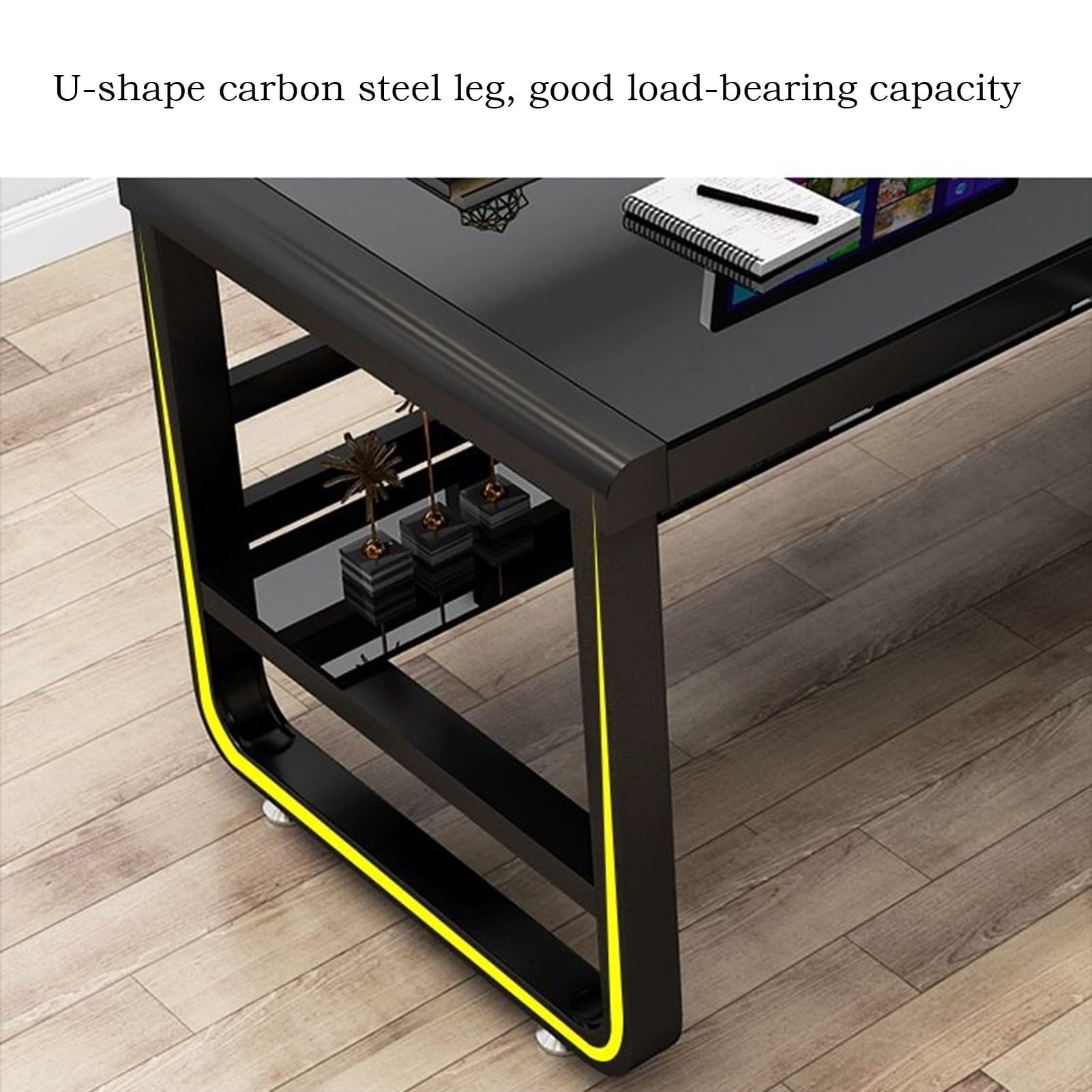 Nowoczesne biurko komputerowe ze szkła hartowanego do domu i biura, stylowy stół do nauki do laptopa i gier, łatwy montaż, elegancki design do pracy i zabawy