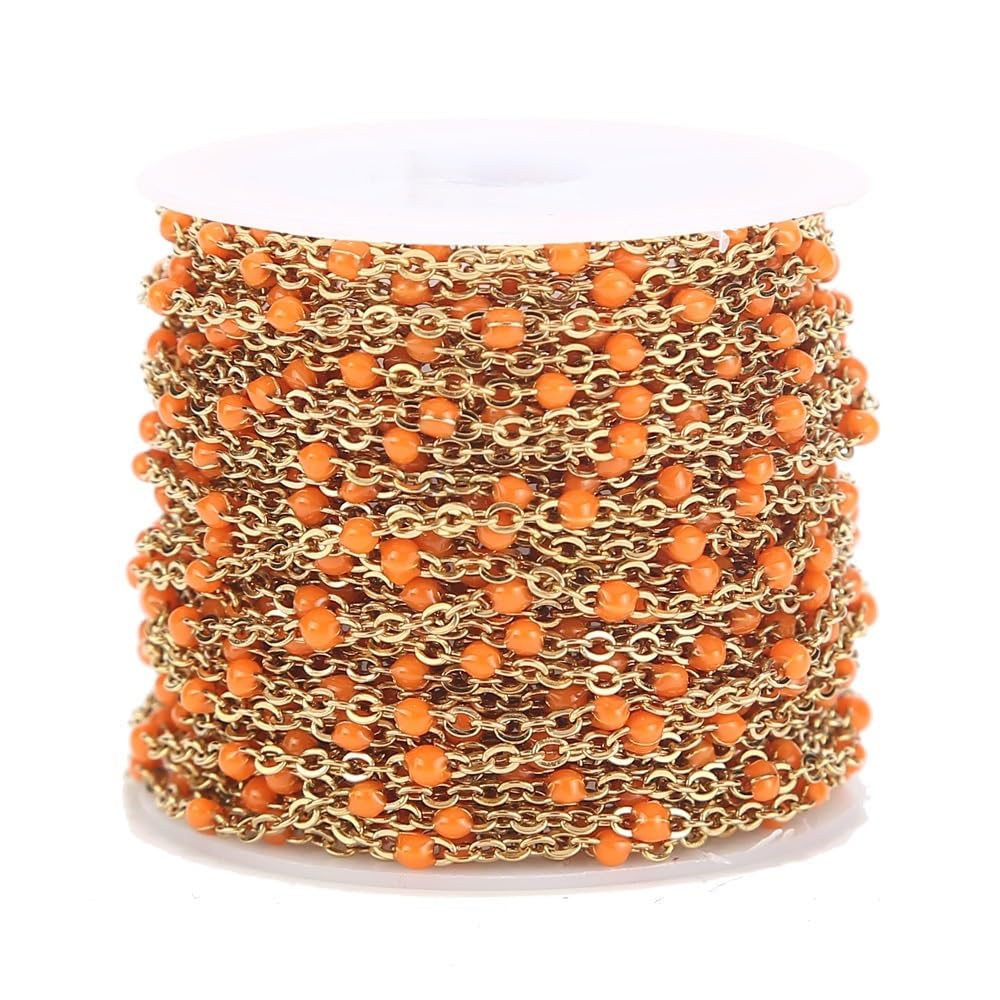 1 rotolo/10 Metri 2 mm di Larghezza in Acciaio Inossidabile Placcato Oro Catena a Sfera con Perline Cavo for la Realizzazione di Collana da Donna (Color : Rose Red Gold)