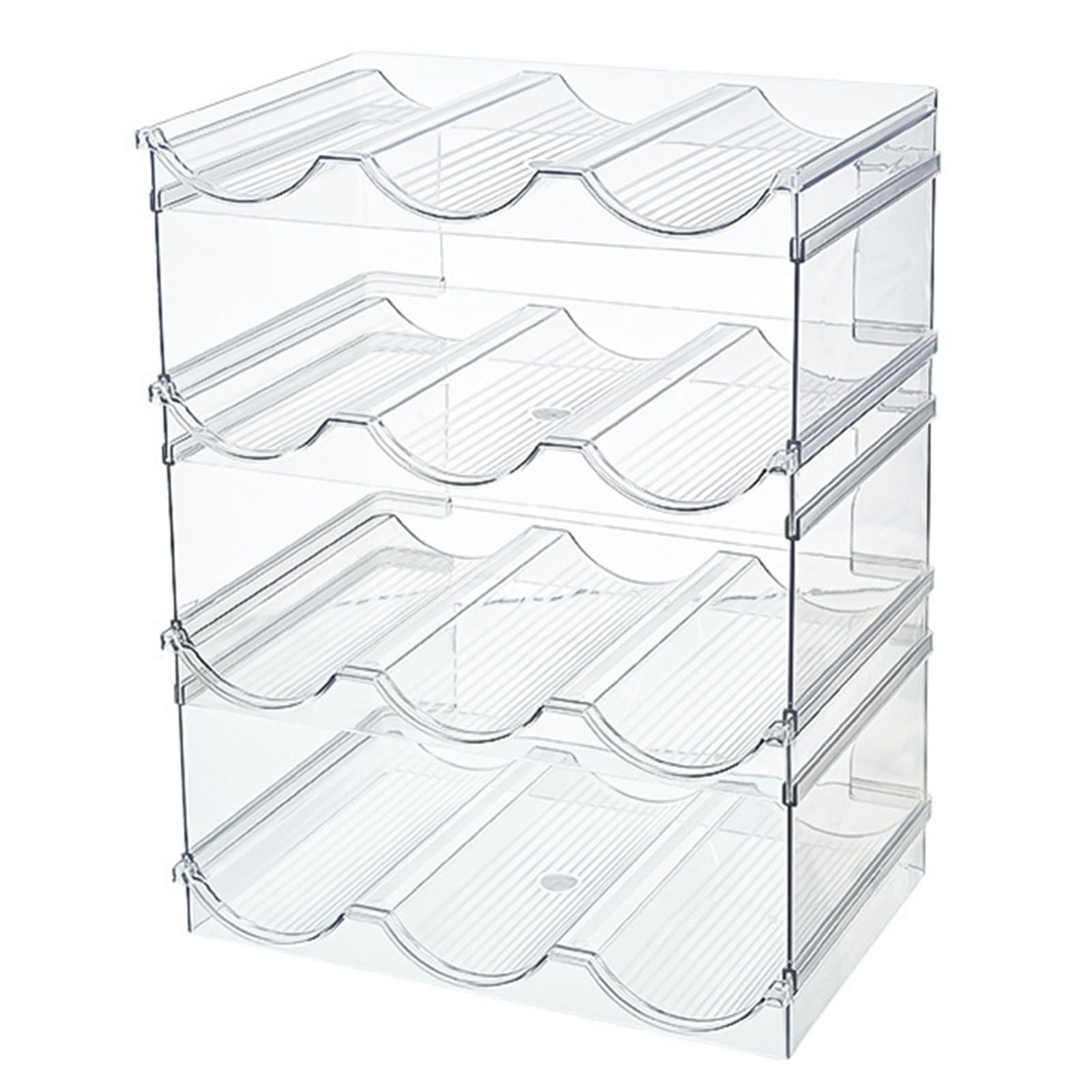 Botellero Vino Nevera, Botellero Encimera, Almacenamiento Botellas, Porta Botellas Apilable Transparente, con Capacidad para 3 Botellas De Vino O Agua por Unidad Ahorre Espacio 4 Layer