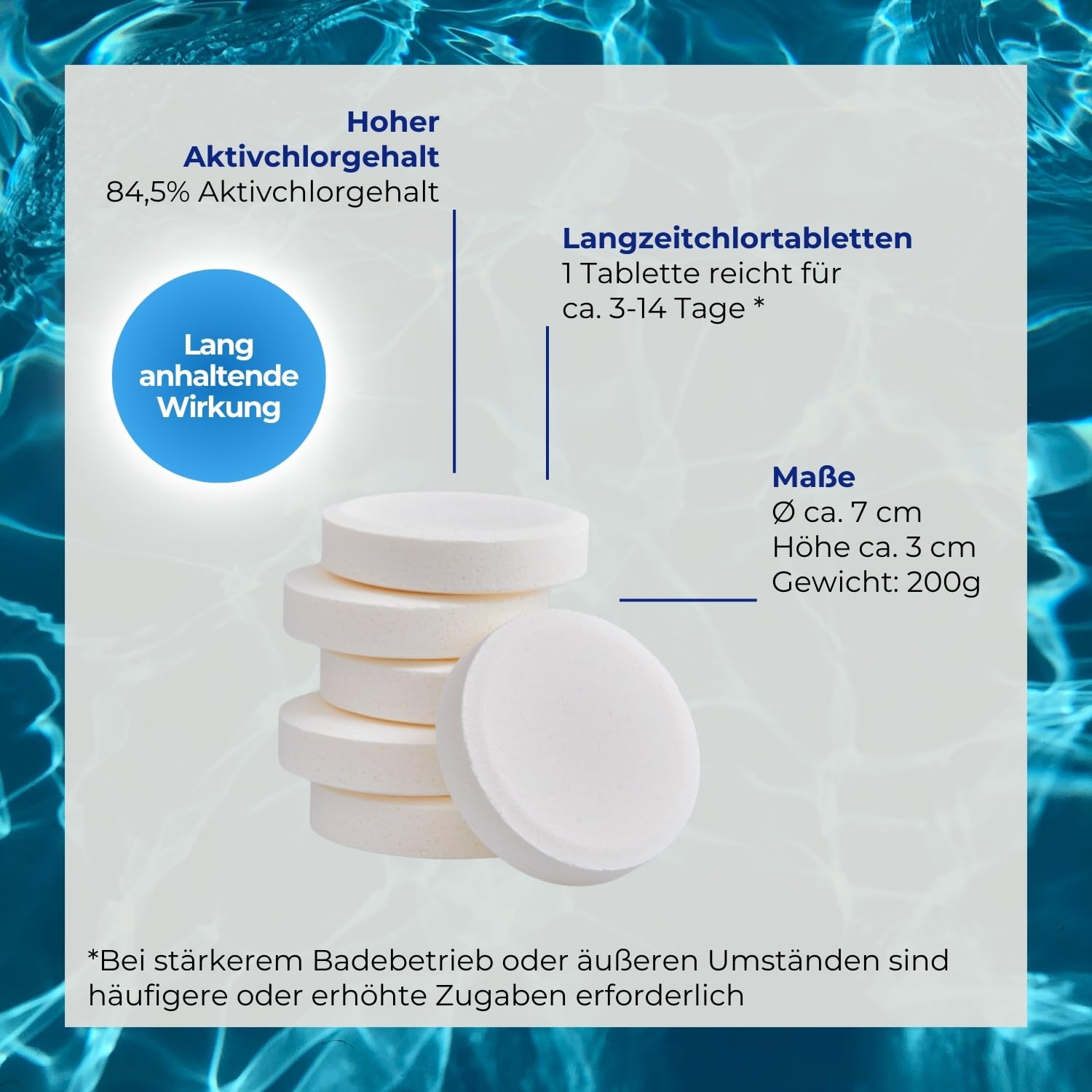 PoolsBest 3kg Chlor Multitabs 5 in 1 200g Langzeit Tabs Poolpflege Desinfektion