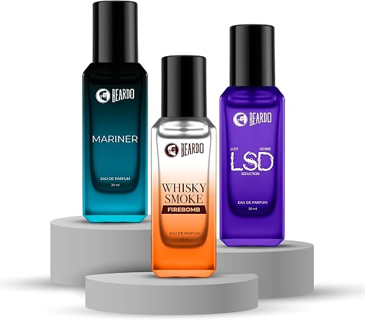 Beardo FUSION Trio Perfume Set - LSD,Mariner &amp; Whisky Smoke Firebomb Perfume for Men (20ml x 3) | Long Lasting Fragrance |...