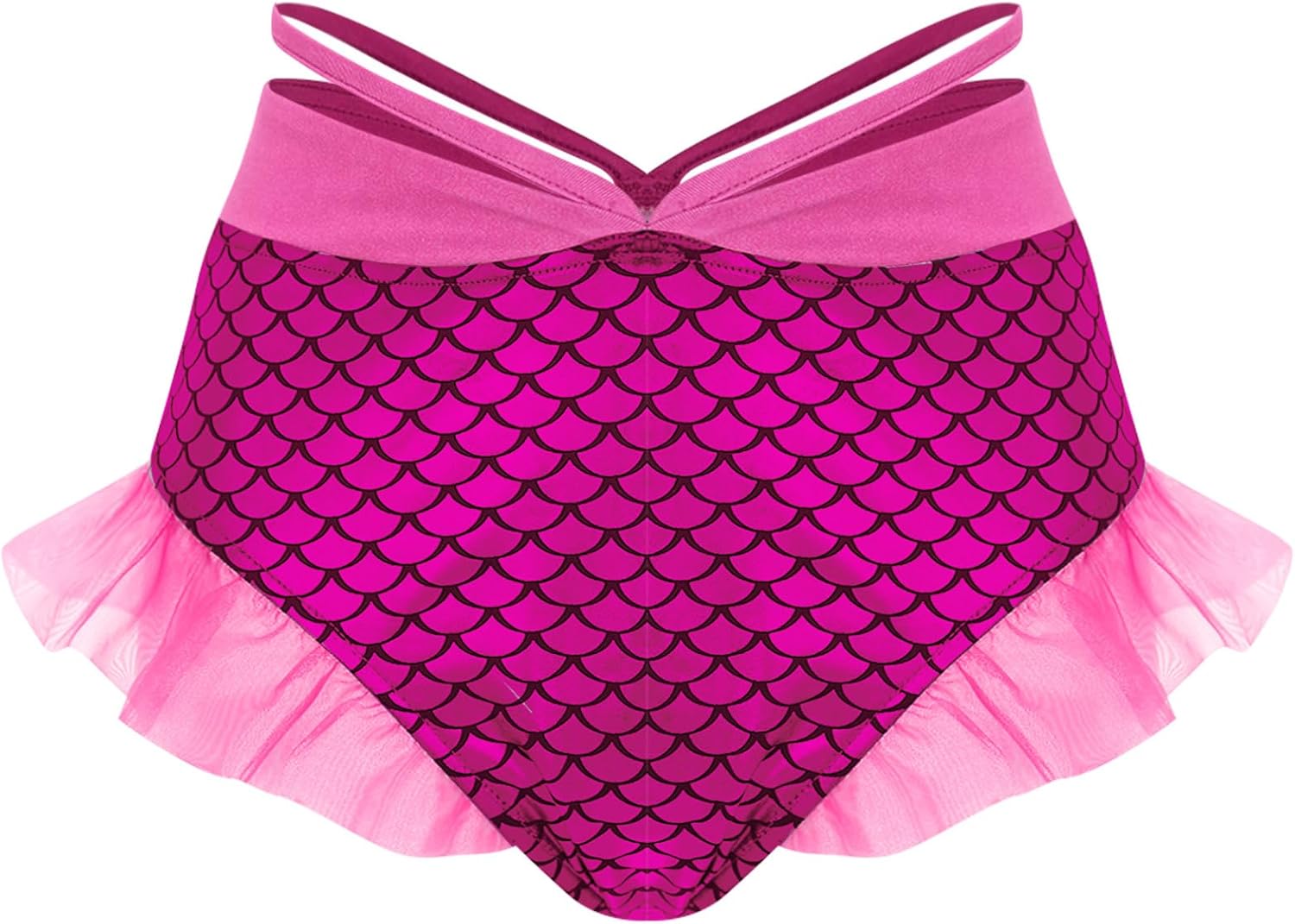 YiZYiF Women's Mermaid Mermaid Scale High Waist Booty Shorts Ruffled Holographic Rave Dance Bottoms