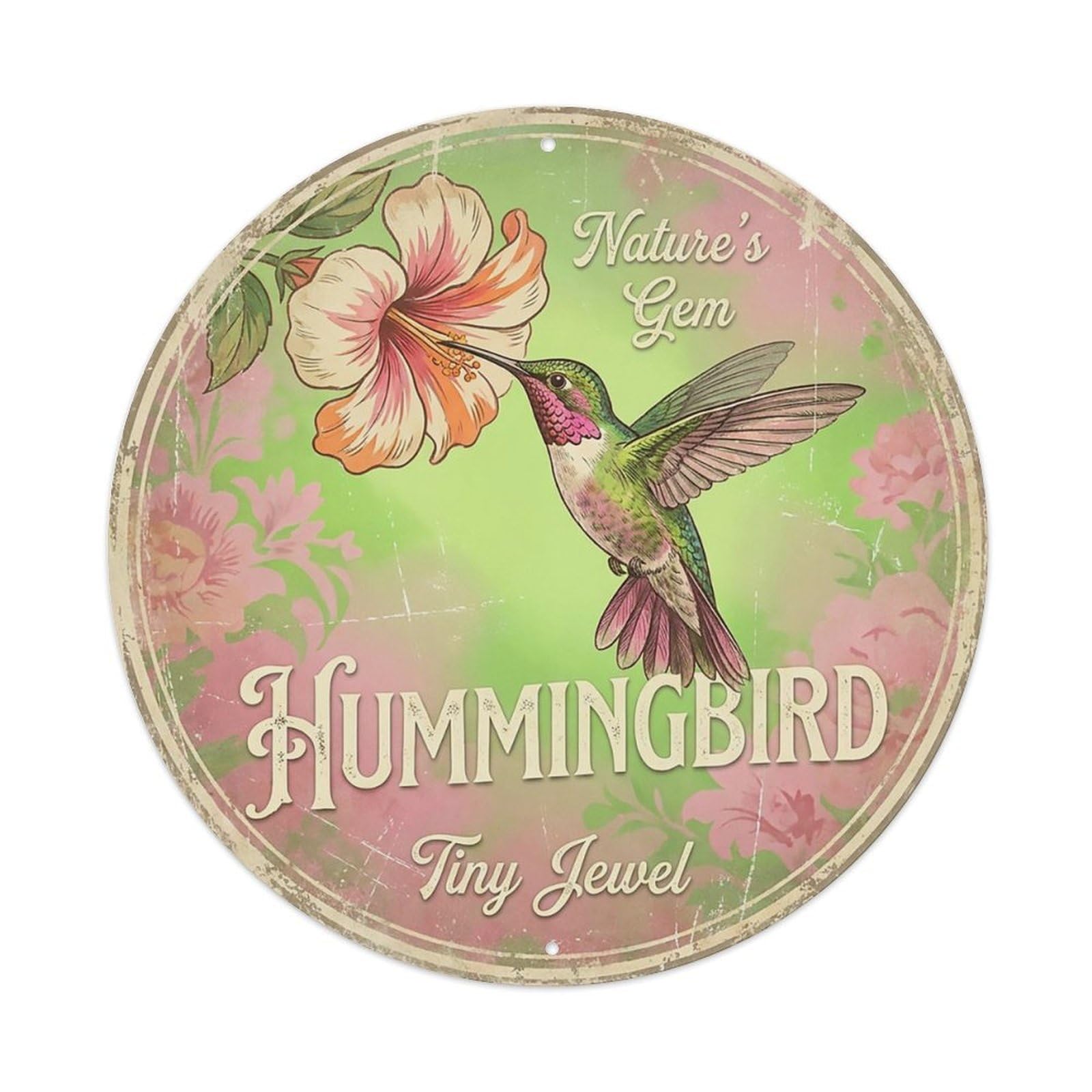 Cxhjca 8X8inch(20X20cm) Vintage Cottagecore Garden Hummingbird Nectar Tiny Metal Tin Sign