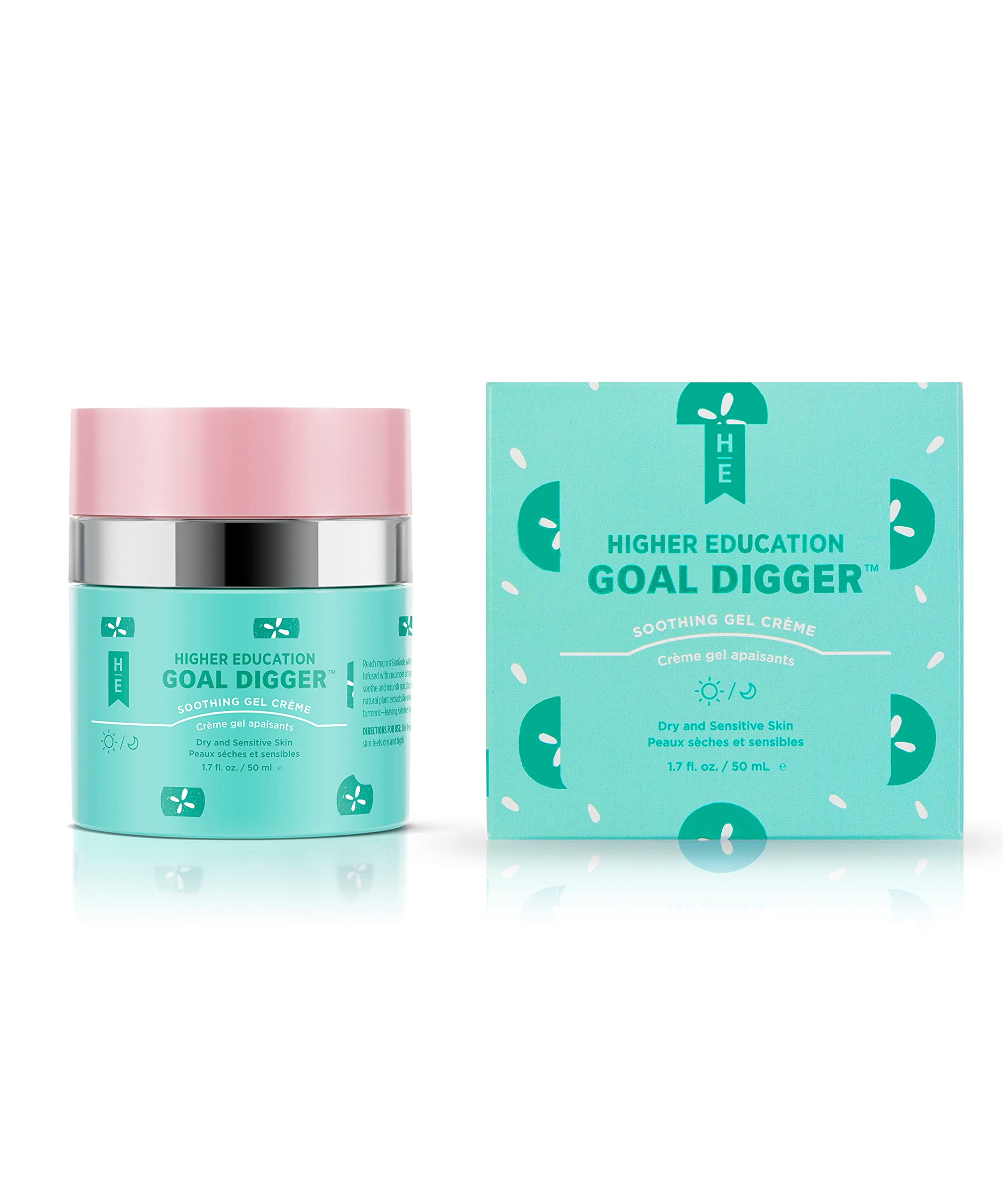 Higher Education Skincare GOAL DIGGER Gel Creme, 1.7 fl. oz., For Dry & Sensitive Skin, A Silky Crème Moisturizer, Infused w/Cucumber Extract Nourish and Hydrate Skin