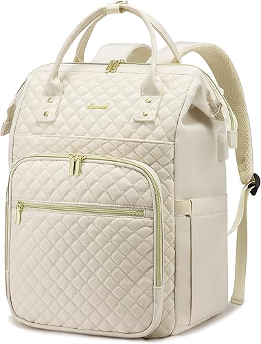 LOVEVOOK Mochila para laptop para mujer, Beige