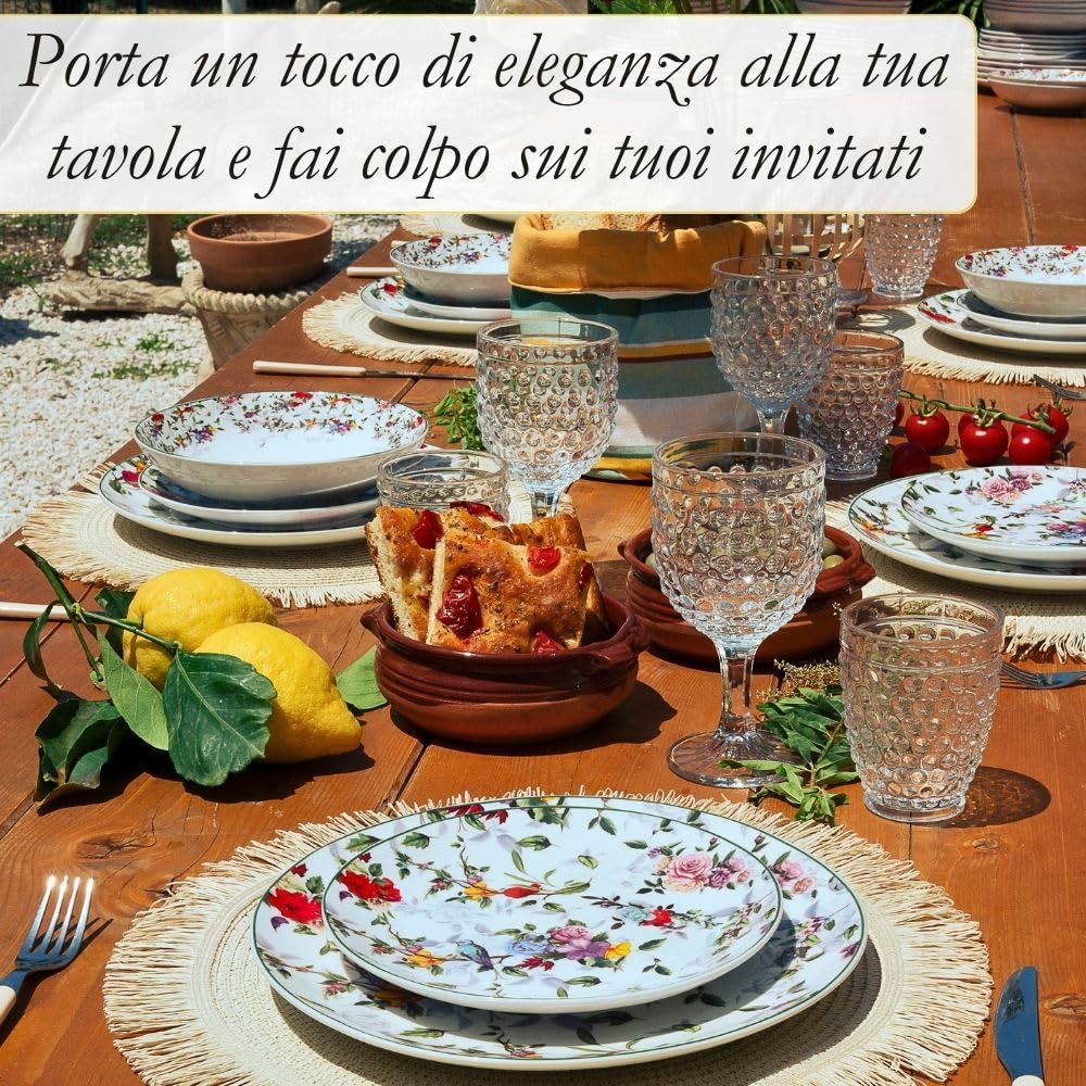 NAMAI - Servizio Piatti 6 Persone - Piatti Porcellana - Adatti in Lavastoviglie e Microonde - Piatti Colorati - Set Piatti 18 Pezzi - Set Piatti 6 Persone - Piatti Particolari (Asturias)