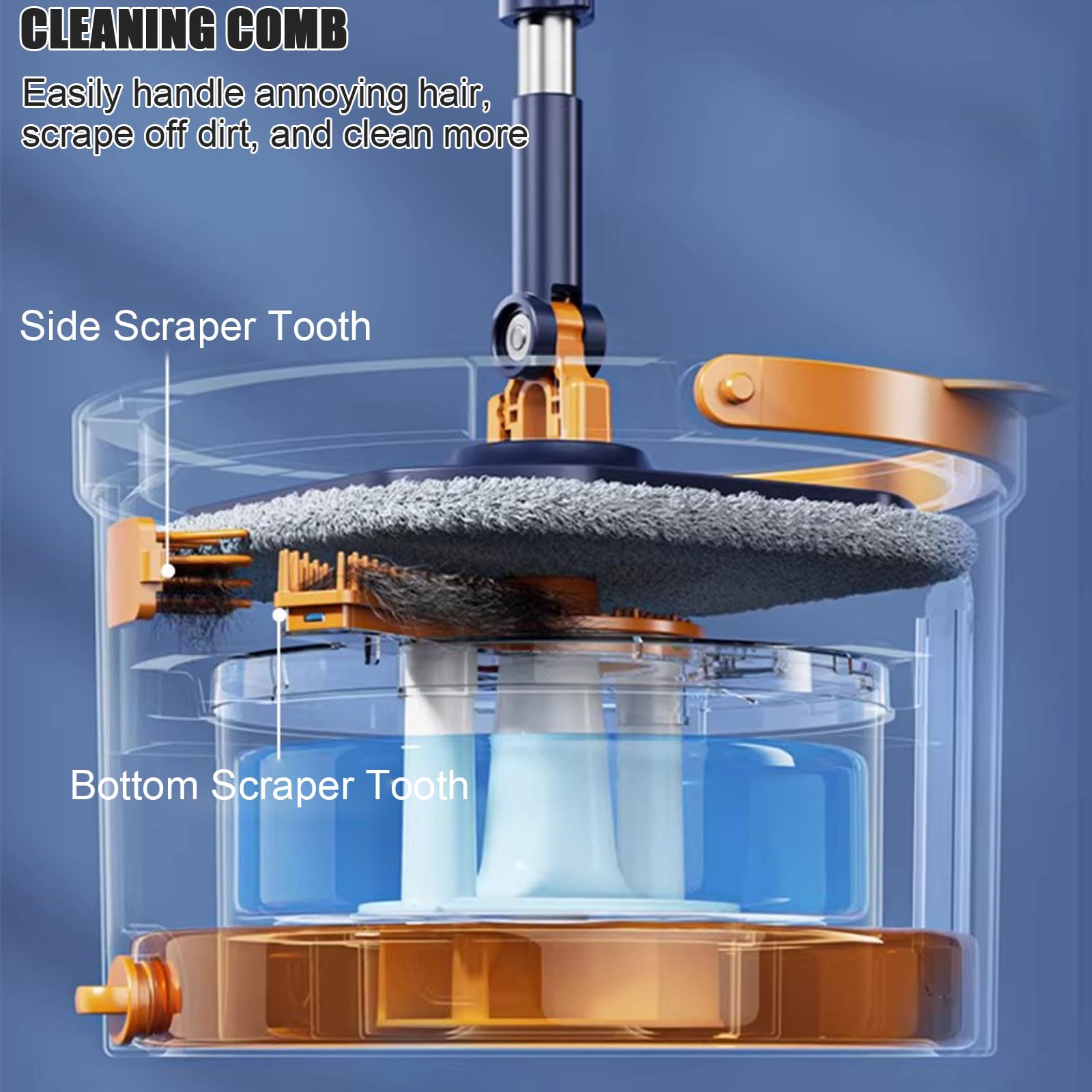 Este Juego de fregona giratoria y Cubo con escurridor y 3 Cabezales de Microfibra adicionales para la Limpieza de Suelos, diseño Resistente para Herramientas de Limpieza del hogar de Madera,