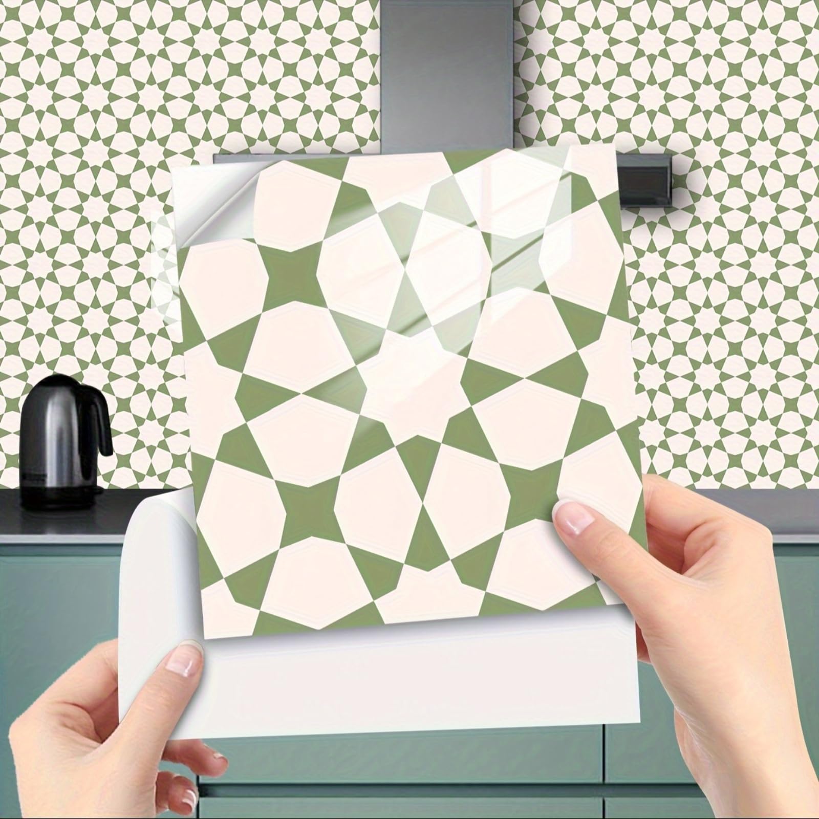 Retro Tile Stickers 10/15/20/30cm, 10Pcs Self-Adhesive Moroccan Wall Tiles, Waterproof Peel & Stick Vinyl for Kitchen Splashback Bathroom Floor Stairs (10x10cm-10pcs,FMB-656)