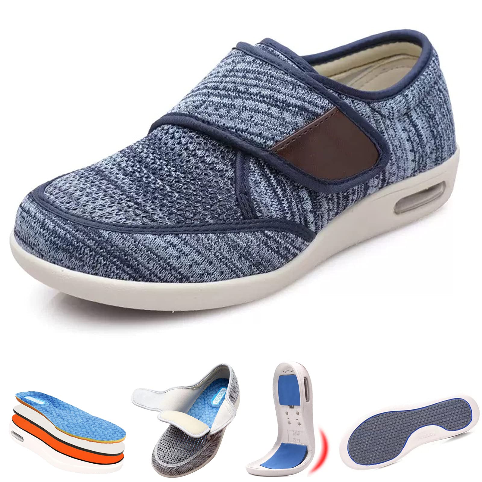 Buy Men's ic Edema Shoes, Wide Swollen Feet Walking Shoes with