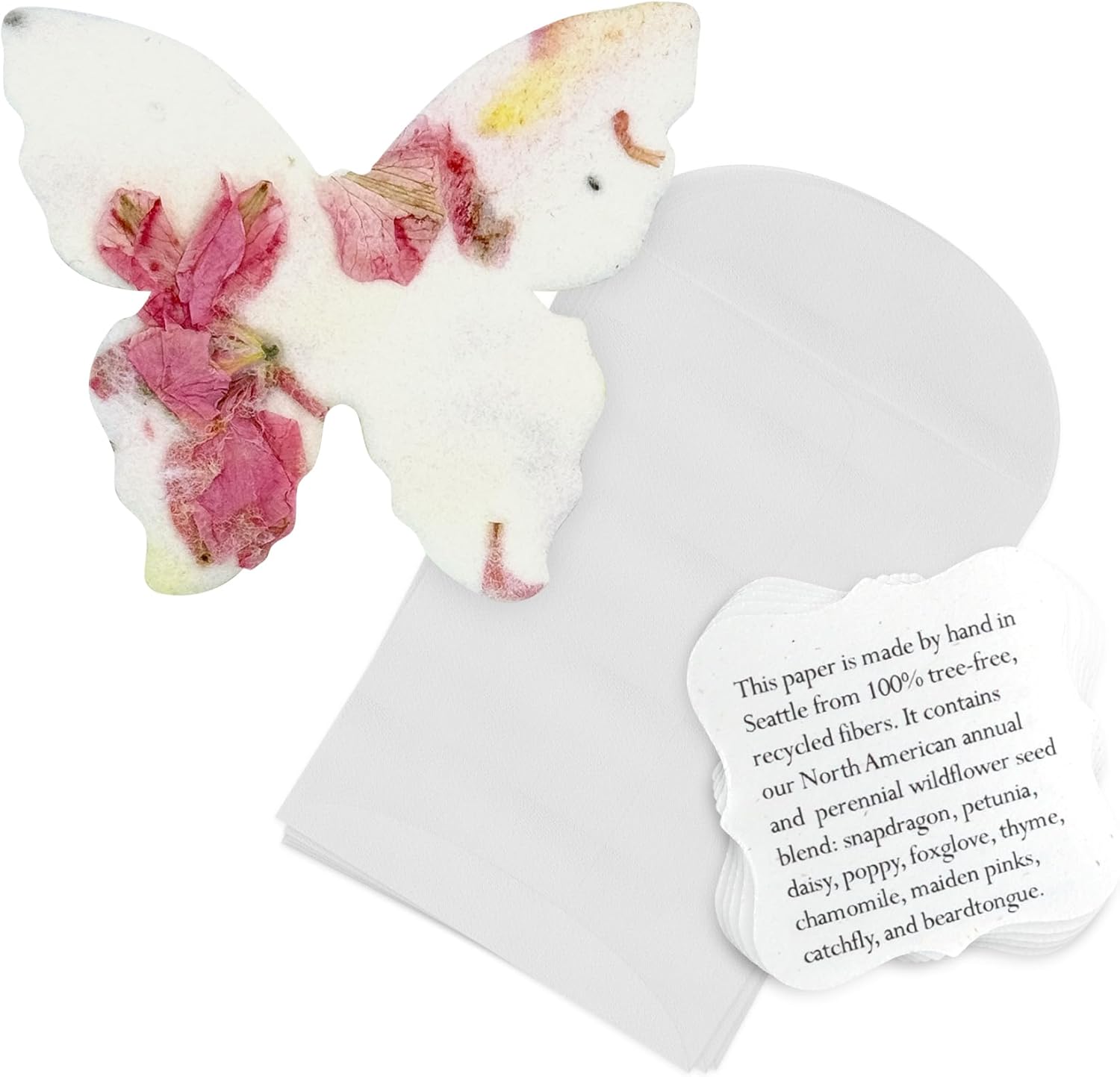 50pcs Small Pink & Yellow Butterfly Seed Paper and 50pcs Planting Guide Set Bundle