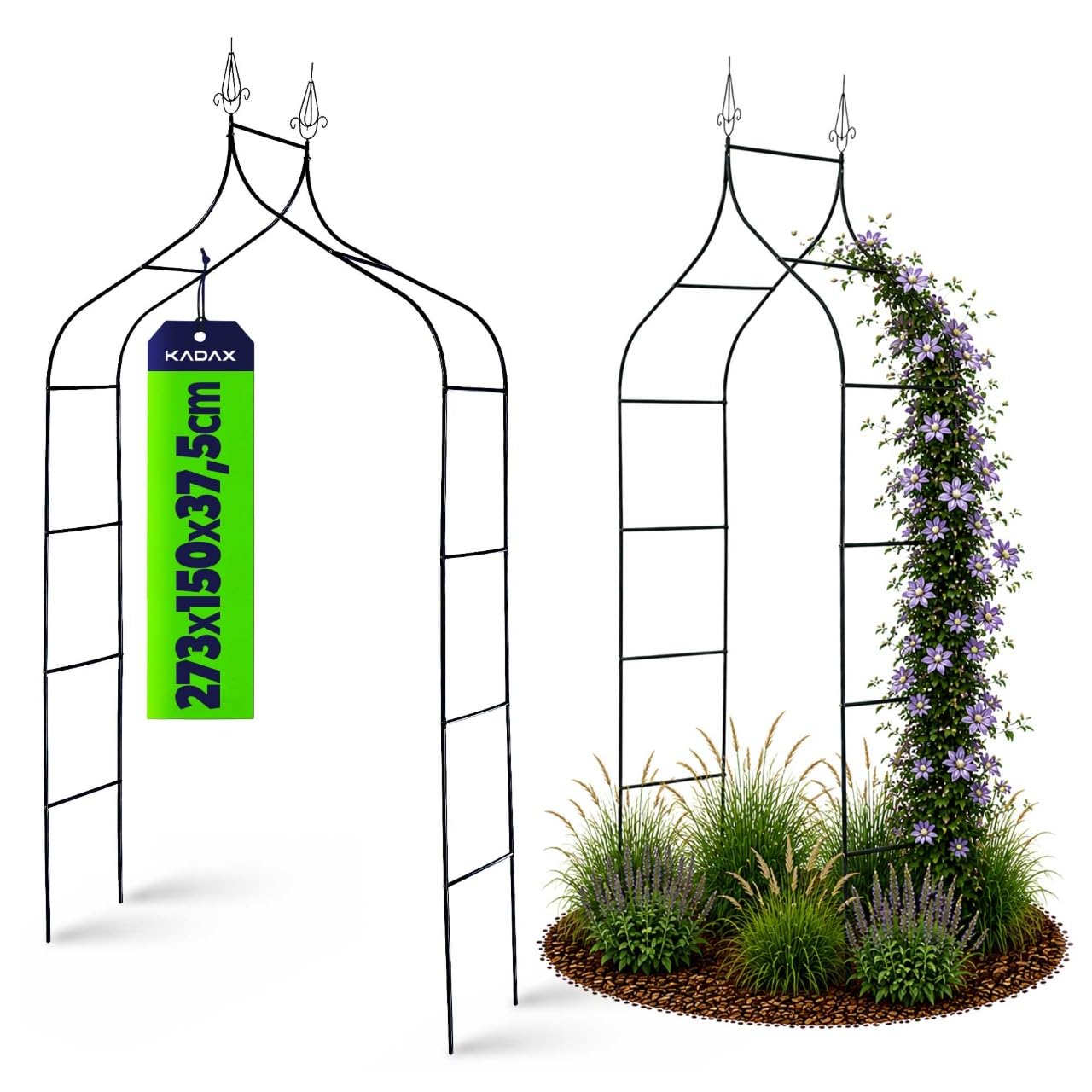KADAX Arche de jardin pour plantes grimpantes - Arche robuste - Arche à rosiers - Treillis en fer - Pergola résistante aux intempéries - Treillis (fer)