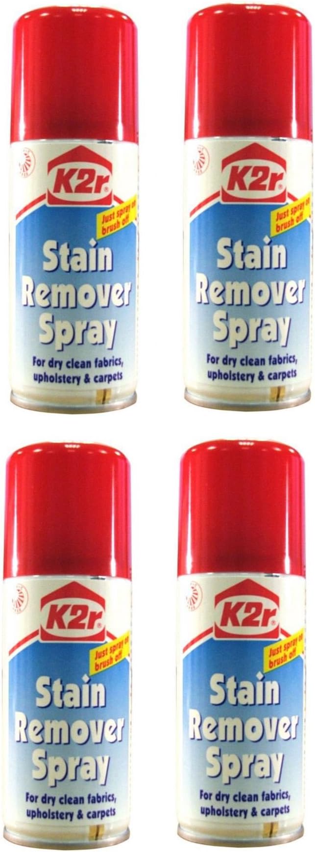 4 x Kilrock K2R Stain Remover Spray 100ml For Dry Clean Man Made & Washable Fabrics