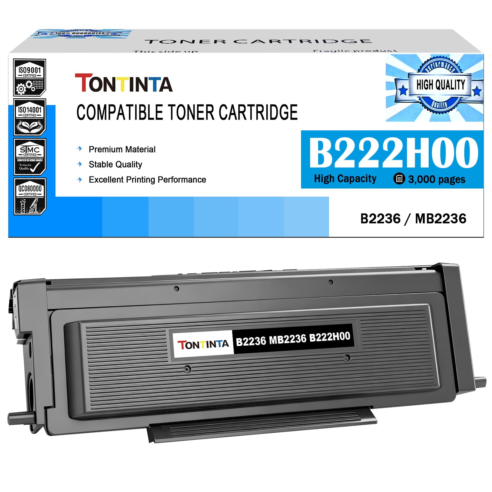 B222H00 B2236 MB2236 Cartuccia Toner Rigenerata Alta Capacità 3000 pagine Nero per Stampante B2236dw MB2236adw MB2236adwe MB2236i