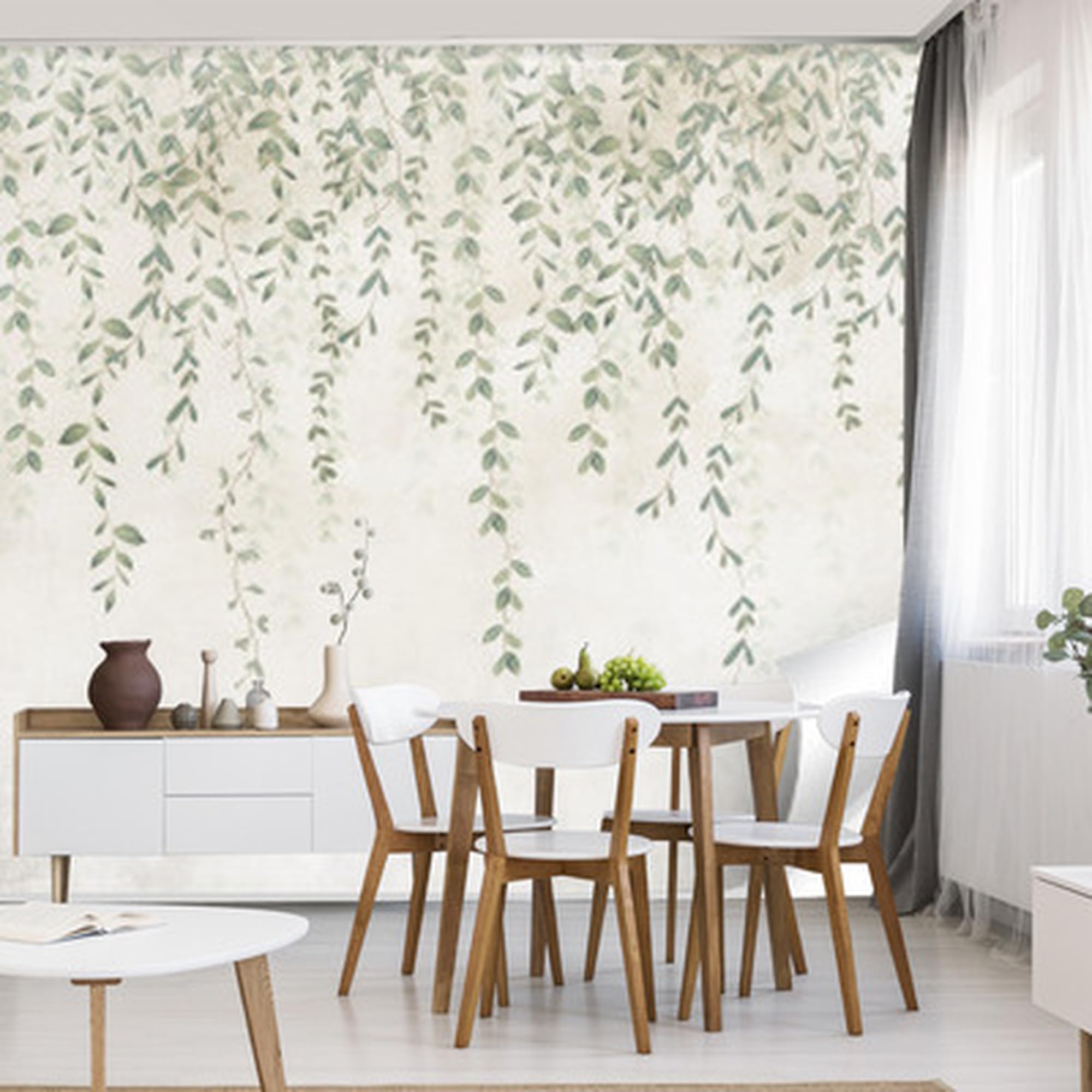 Muralo Carta da Parati 3D, Foglie - 312x219 cm | Rivestimento murale decorativo disponibile in tessuto non tessuto o autoadesivo, stampa nitida, posa facile, arredo moderno