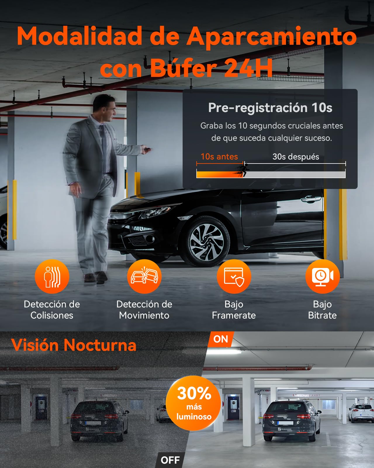 VANTRUE N4 Pro Cámara de Coche WiFi 4K de 3 Canales, Visión Nocturna STARVIS 2 IMX678, 1080P/30FPS, Control de Voz, GPS, HDR, Modo de Estacionamiento 24 Horas, Soporte 512GB Máx.