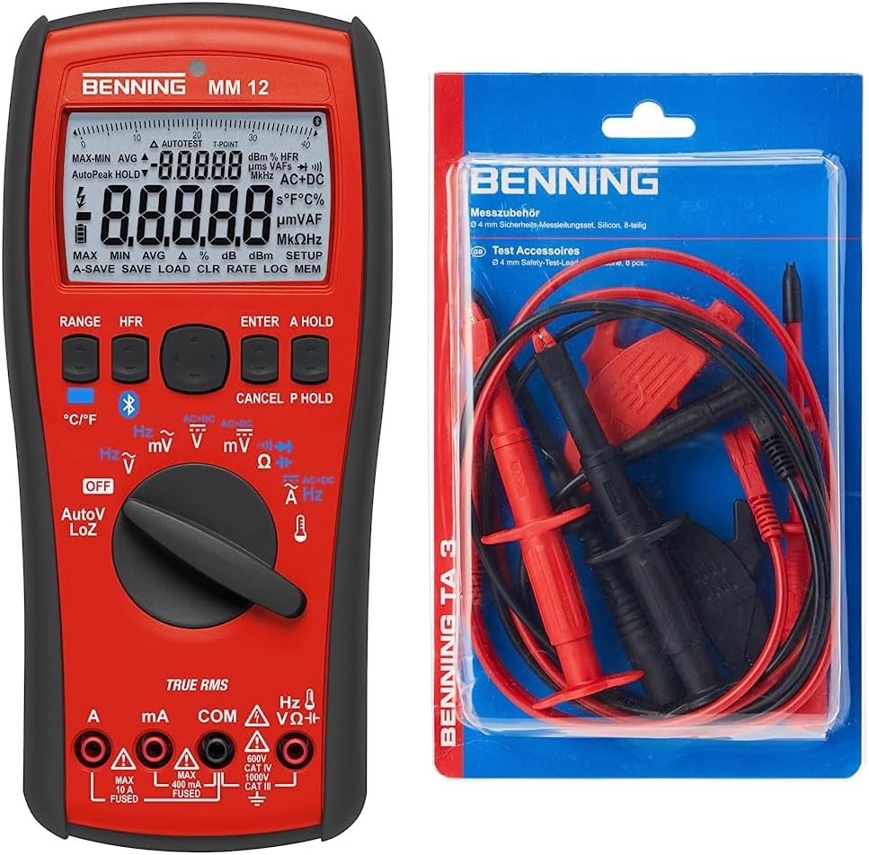 Benning MM 12 True RMS-Digital-Multimeter (mit digitaler Anzeige, mit ...