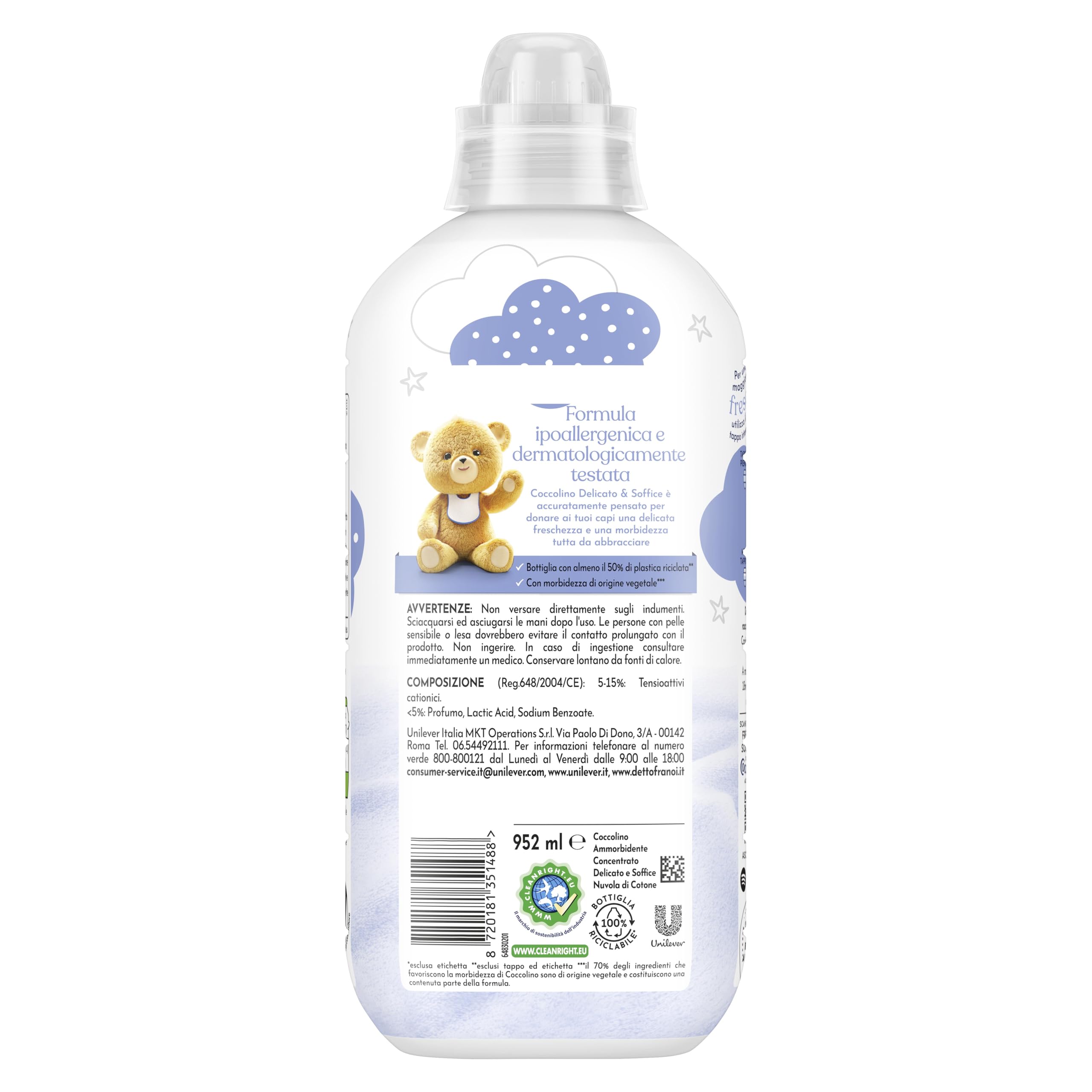 Coccolino Ammorbidente Concentrato Delicato e Soffice, Ipoallergenico e Dermatologicamente Testato, Formato Fino a 336 Lavaggi, 8 Pezzi da 980 ml