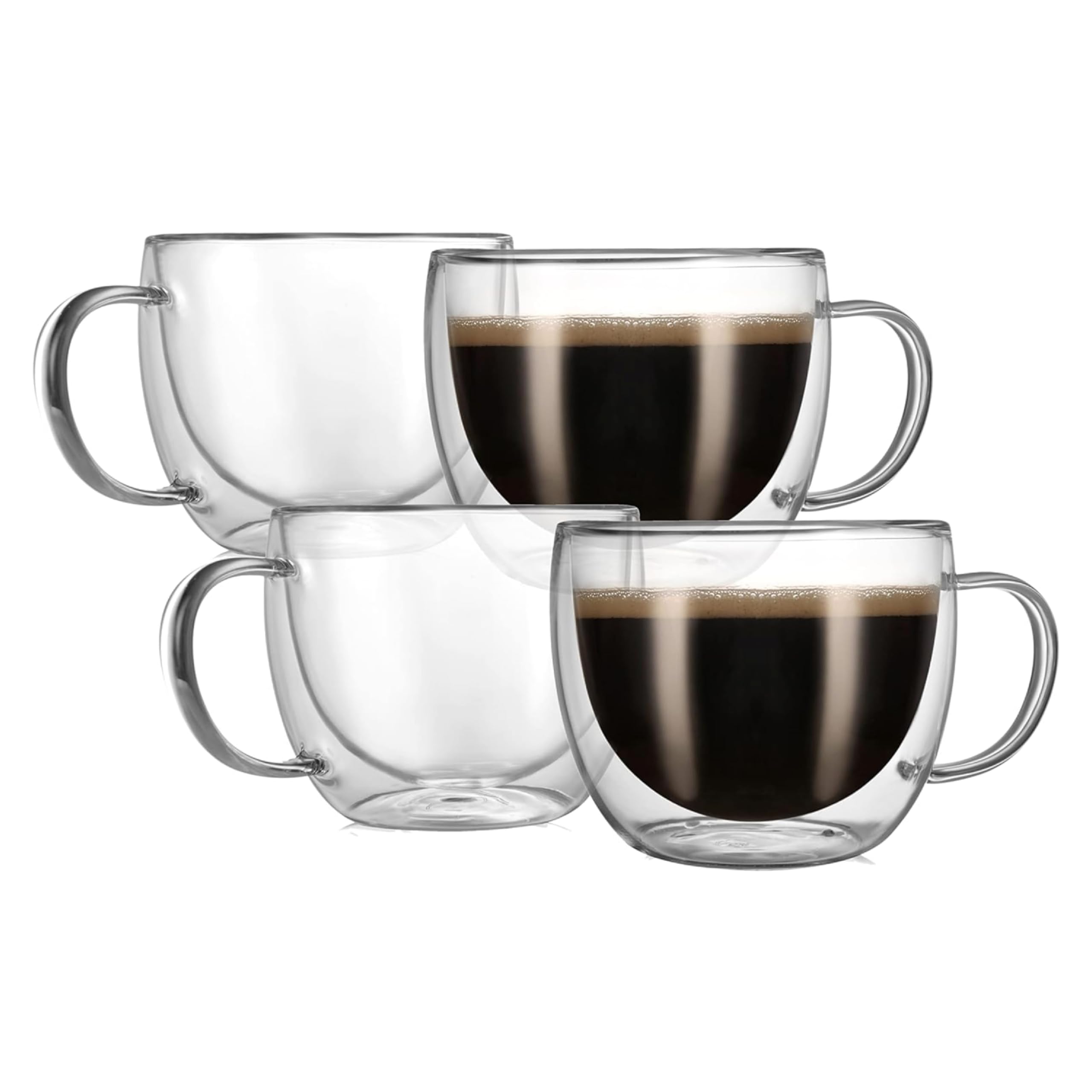 CNGLASS 8oz Double Wall Glass Coffee Mugs