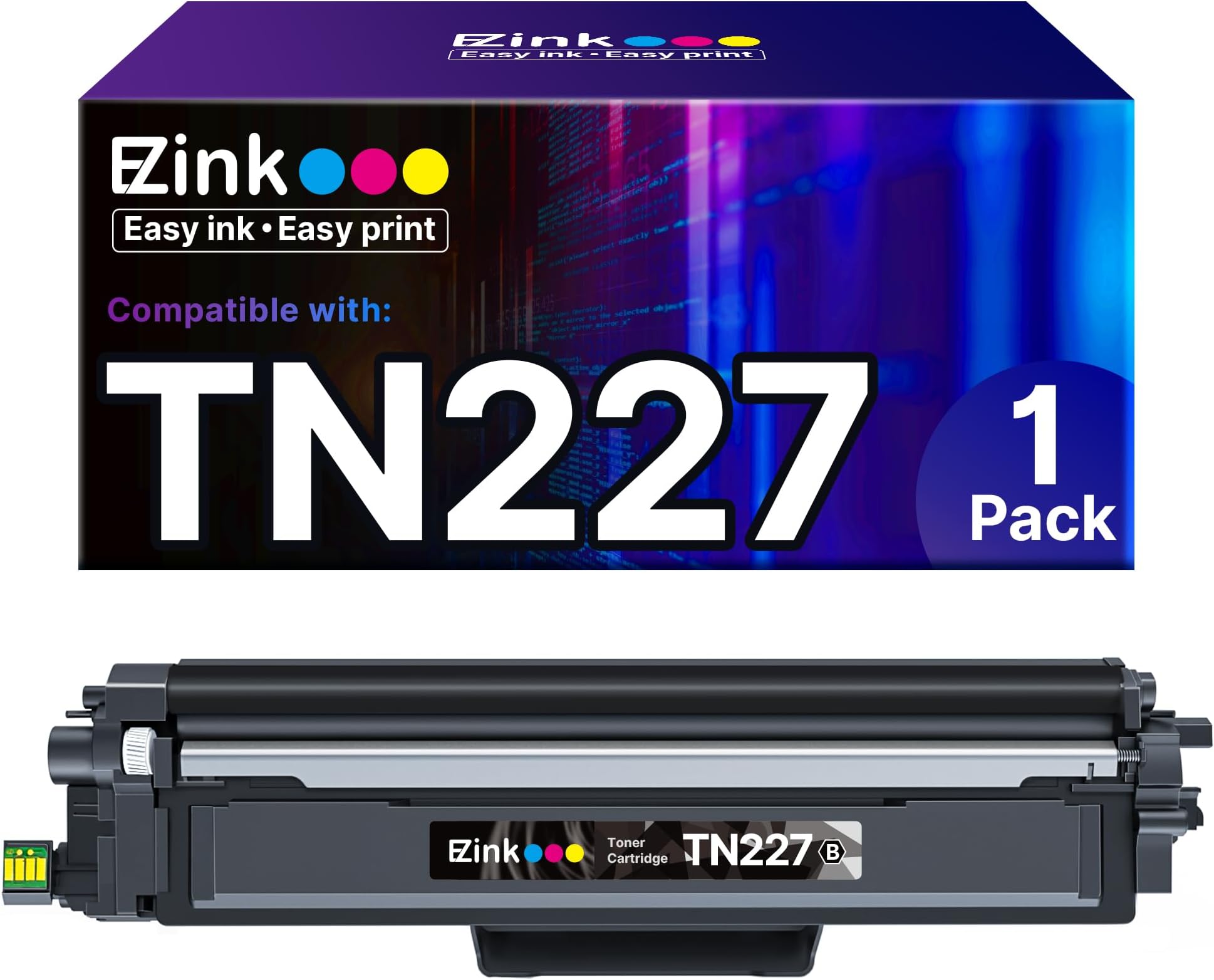 (TM) with Chip Compatible Toner Cartridge Replacement for Brother TN227 TN-227 TN227bk TN223bk TN223 use with MFC-L3770CDW MFC-L3750CDW HL-L3230CDW HL-L3290CDW HL-L3210CW MFC-L3710CW (1 Black)