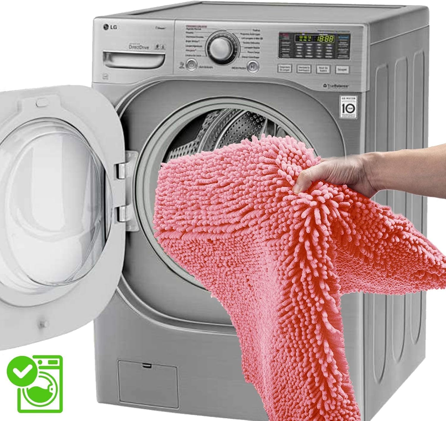 Pink Bathroom Rugs Chenille Bath Mat Set 2-Piece Bath Rugs for Bathroom Extra Soft Bath Mats for Bathoom Non Slip Absorbent Shag Bathoom Carpet - Image 5