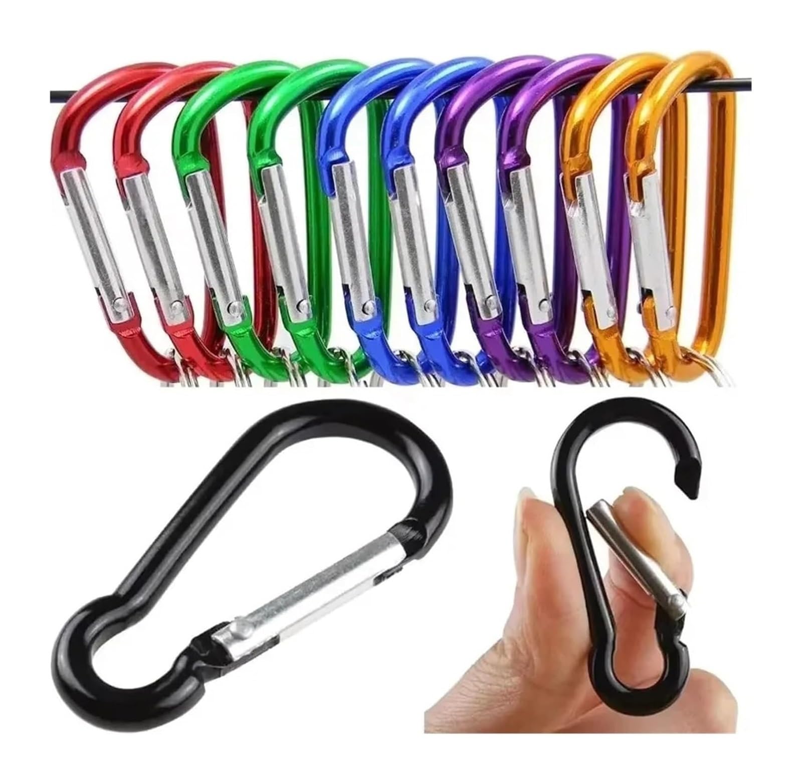 Spring Snap Hooks Connector, Aluminum D-Ring Buckle Snap Hook for Keys Multicolor(100pcs)