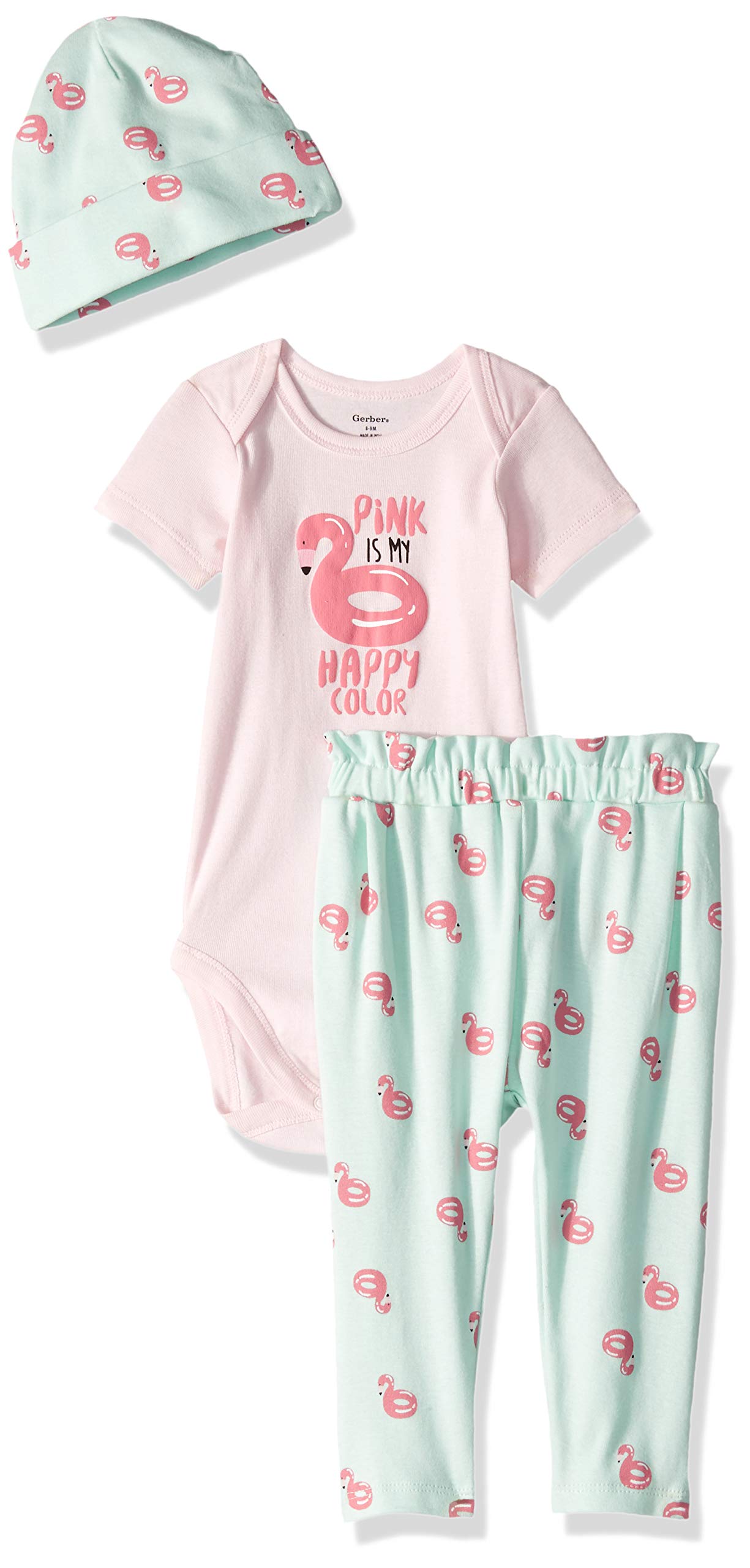Gerber baby-girls 3-piece Onesies Bodysuit, Pant and Cap Set