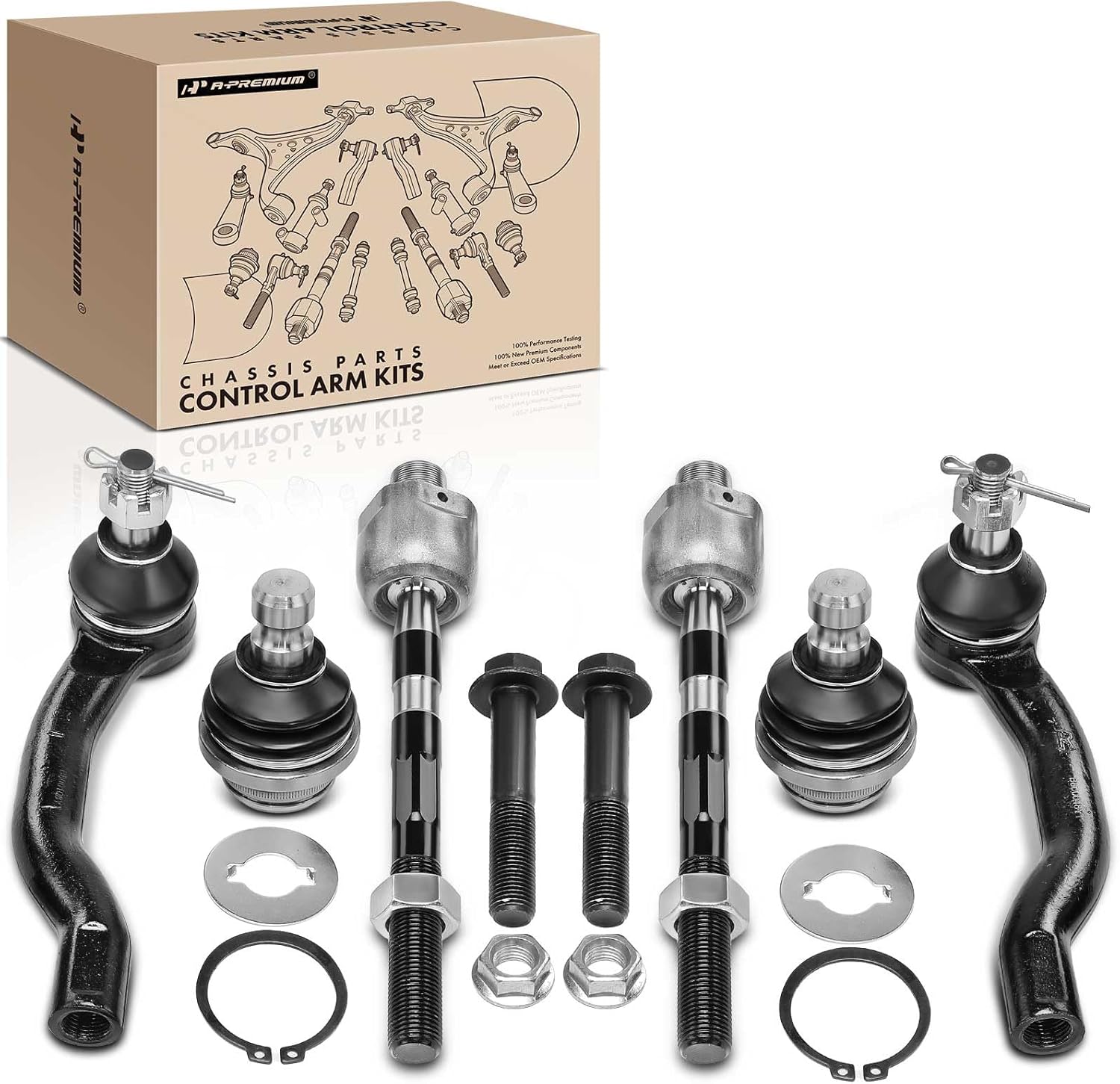 A-Premium Set of 6, Front Lower Ball Joint & Inner Outer Tie Rod End, Compatible with Nissan Frontier 2005-2019, Pathfinder 2005-2012, Xterra 2005-2015