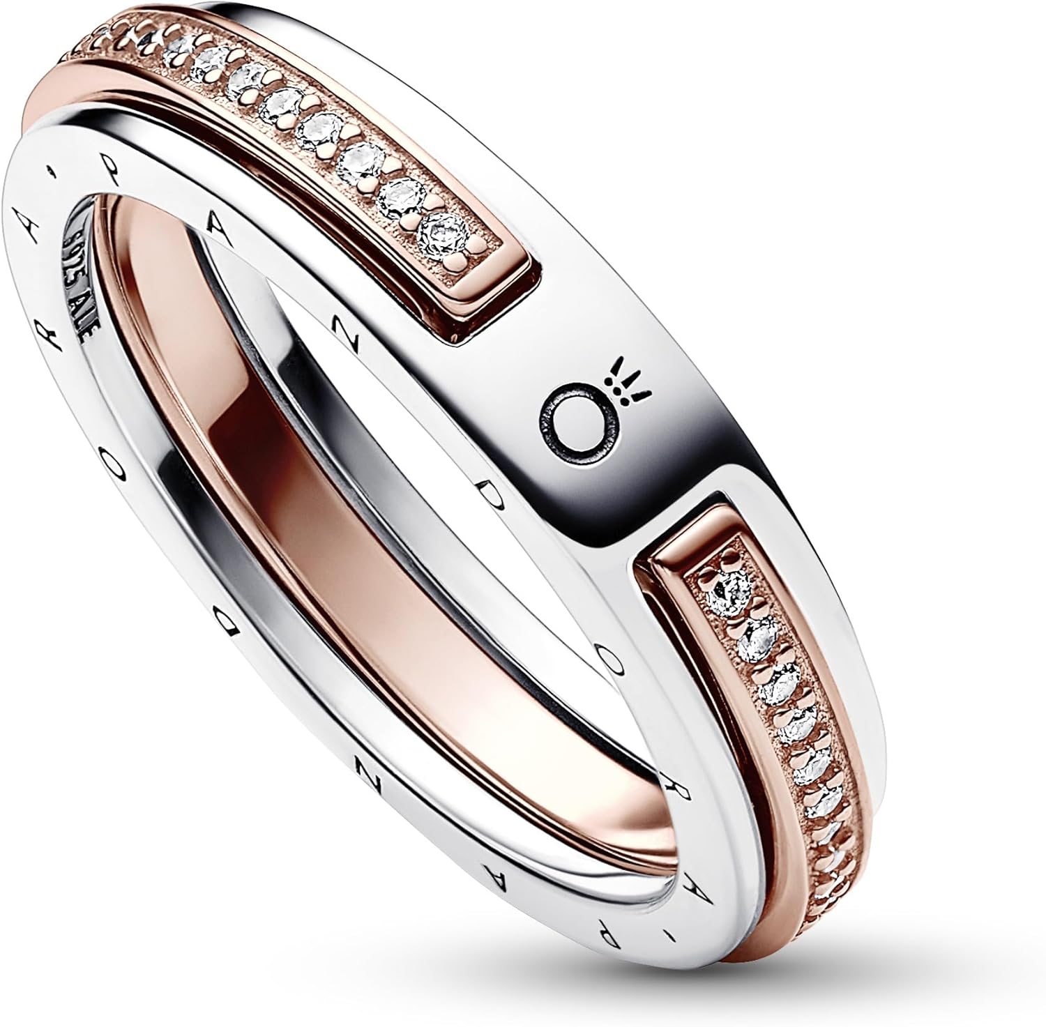 PANDORA Anillo 182773C01-54 bicolor circonitas