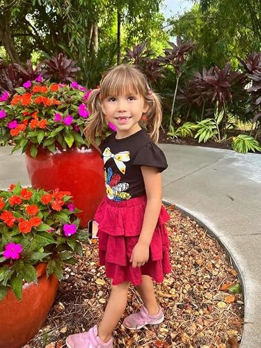 Arshiner Girls Skirts Kids Casual Mini Elastic Waist Flared Solid 3-Layer Ruffle Tutu Skirt Red 8-9 Years #TOP3