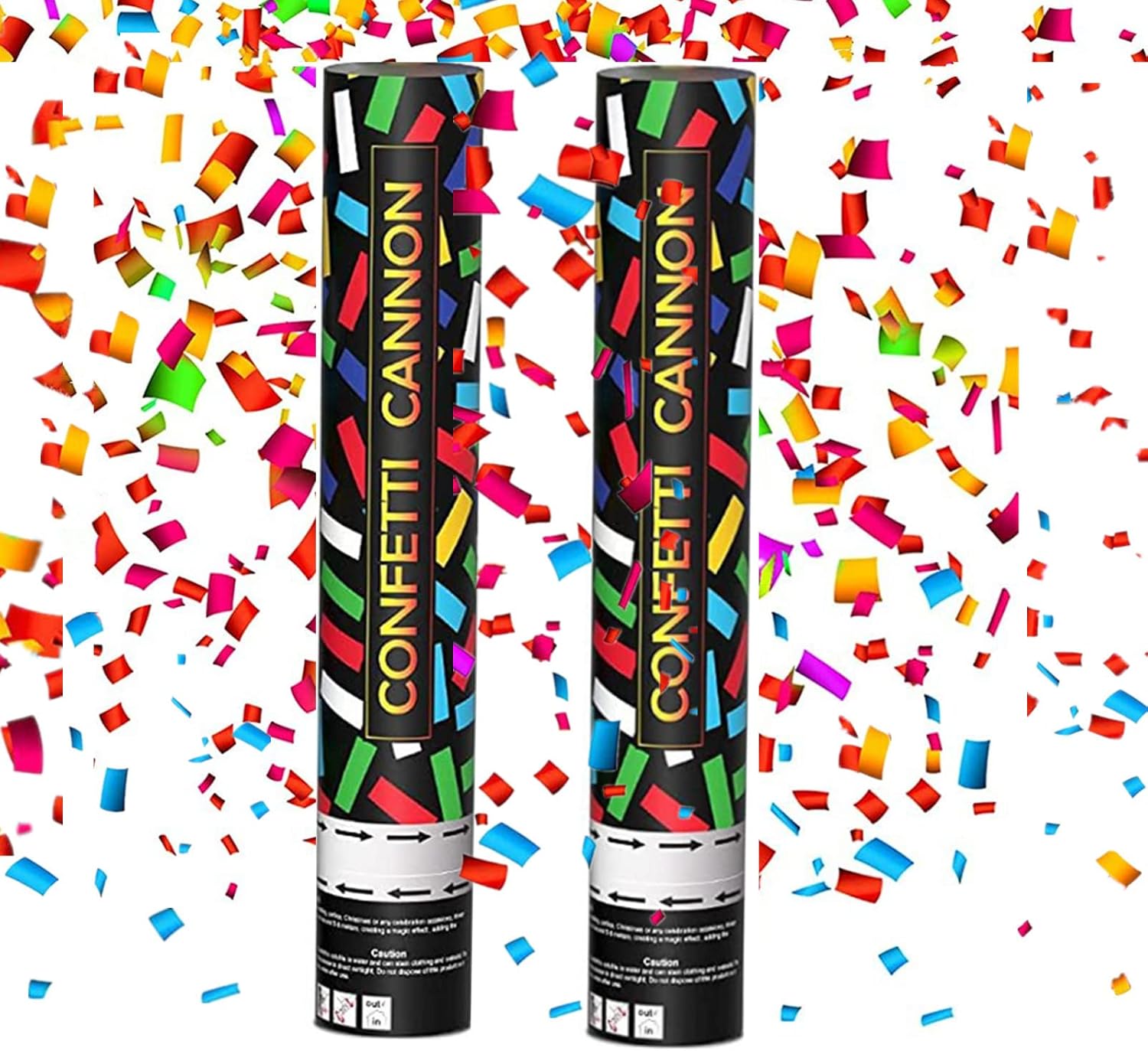 Confetti Cannons Multicolor Party Poppers Confetti Shooters,Biodegradable 100% and Air Powered Party Confetti Popper Perfect for Birthday, Graduation,and Other Party Or Celebration (2PCS)