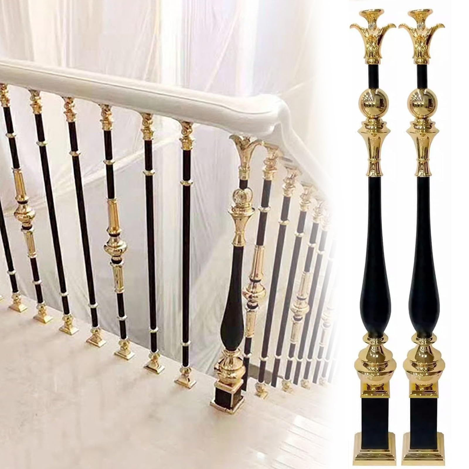Barandilla de metal para escaleras de interior con soporte ajustable de 270 grados resistente